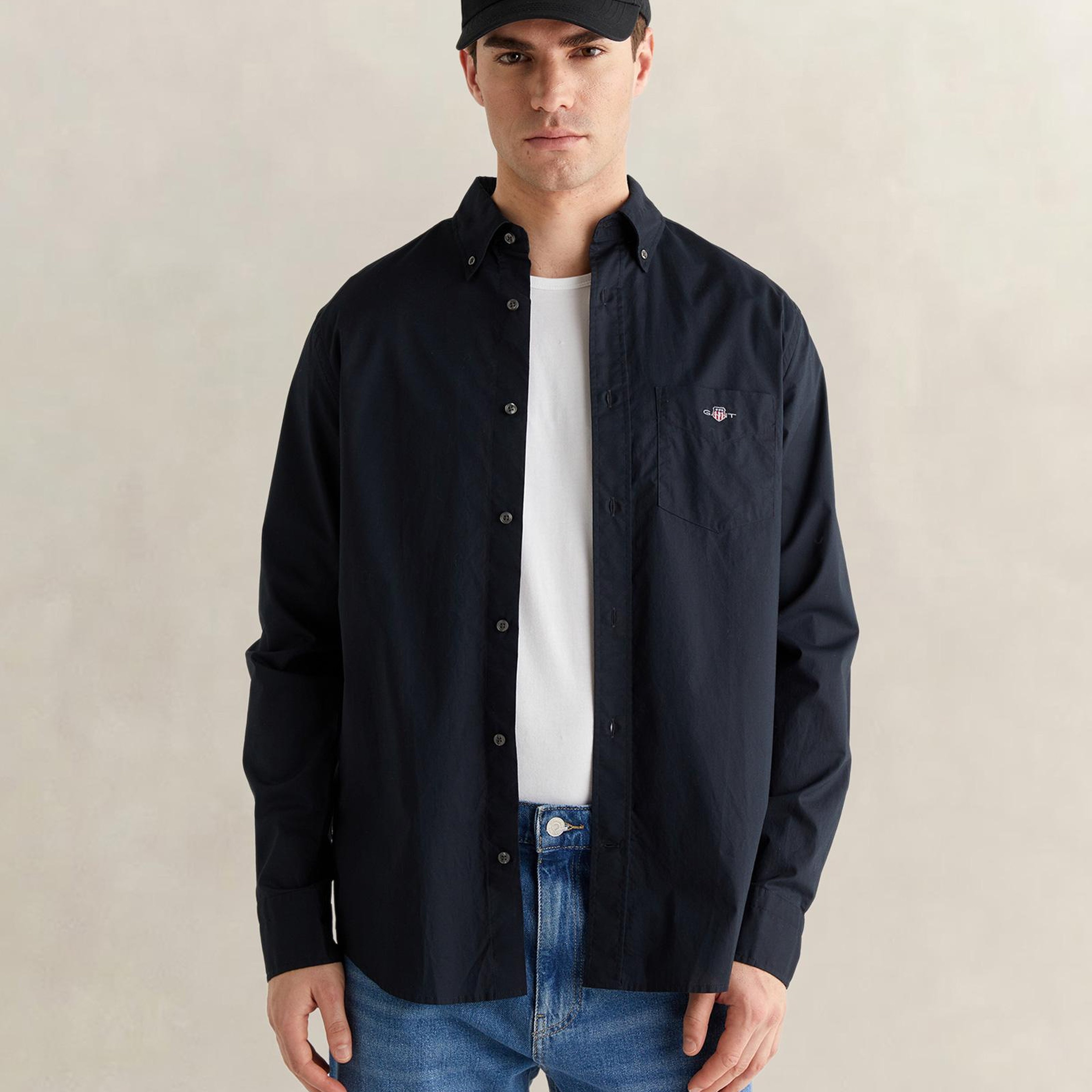 GANT Erkek Siyah Regular Fit Poplin Gömlek