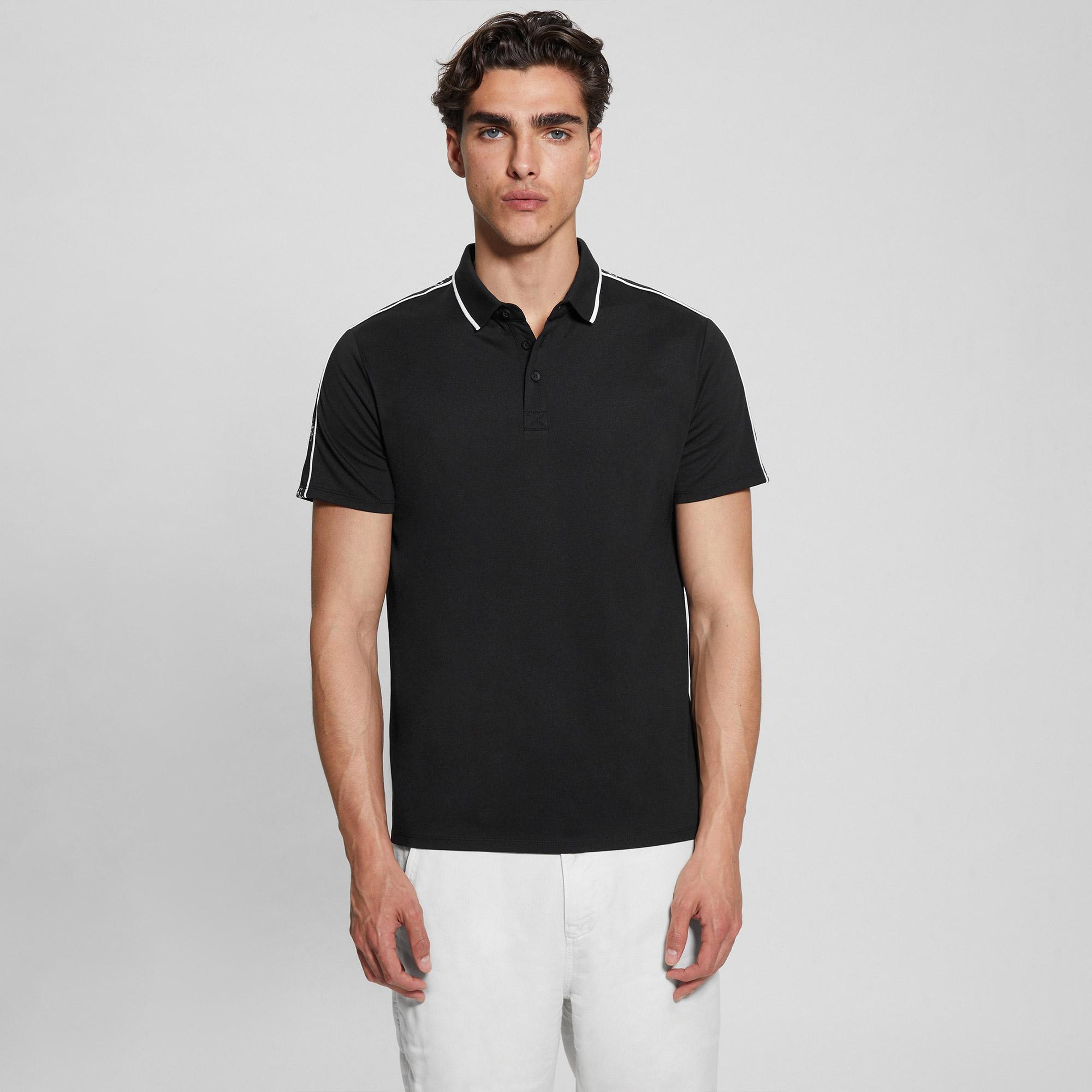 Guess Quattro Erkek Siyah Polo T-Shirt