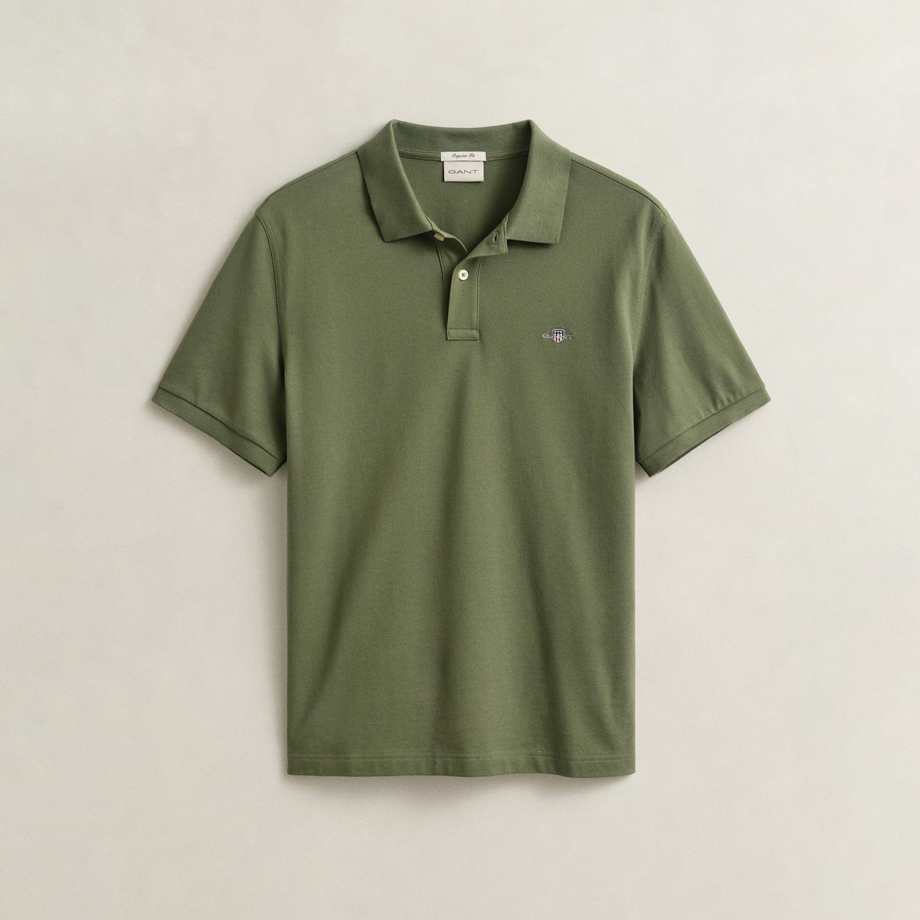GANT Erkek Yeşil Regular Fit Logolu Polo Yaka T-Shirt