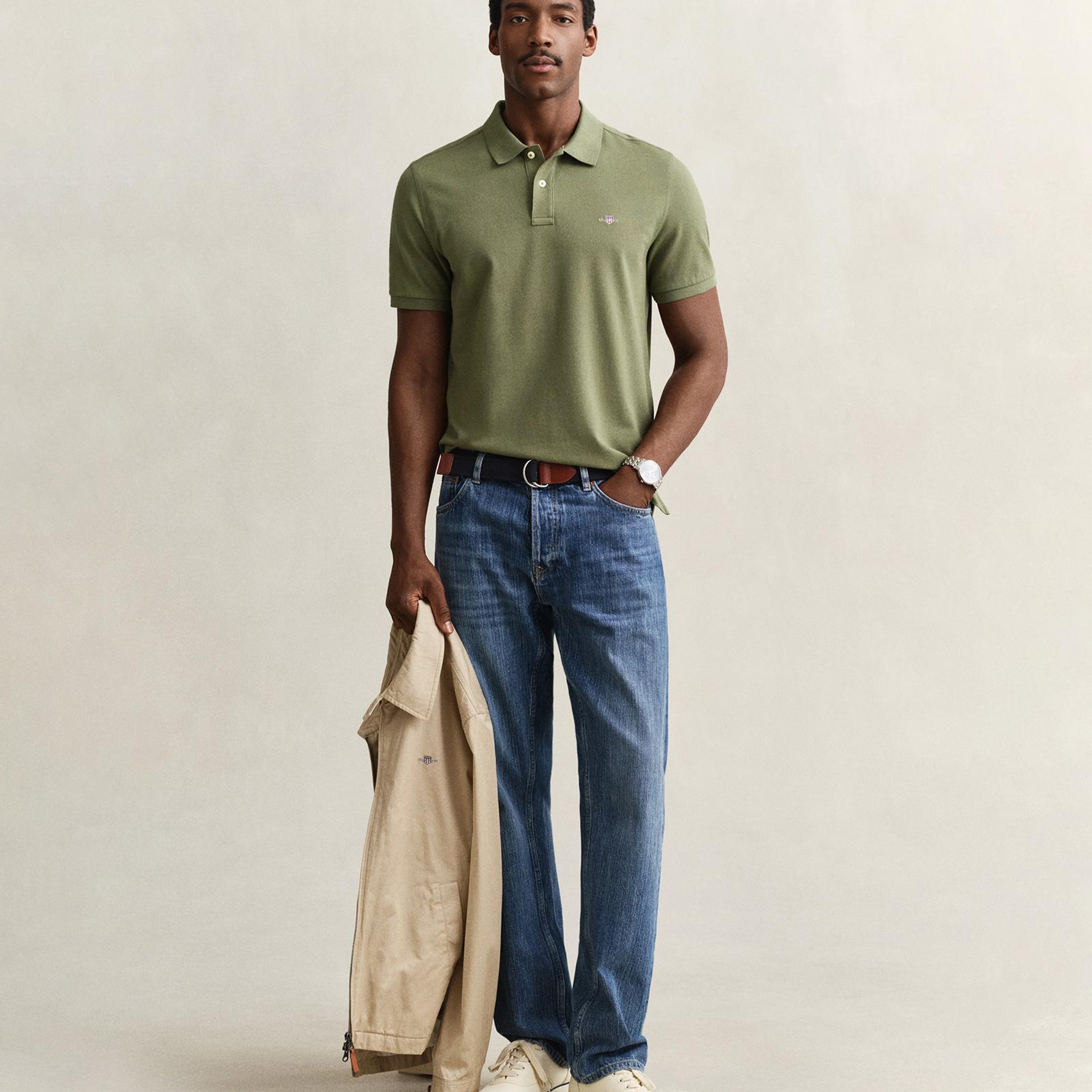 GANT Erkek Yeşil Regular Fit Logolu Polo Yaka T-Shirt