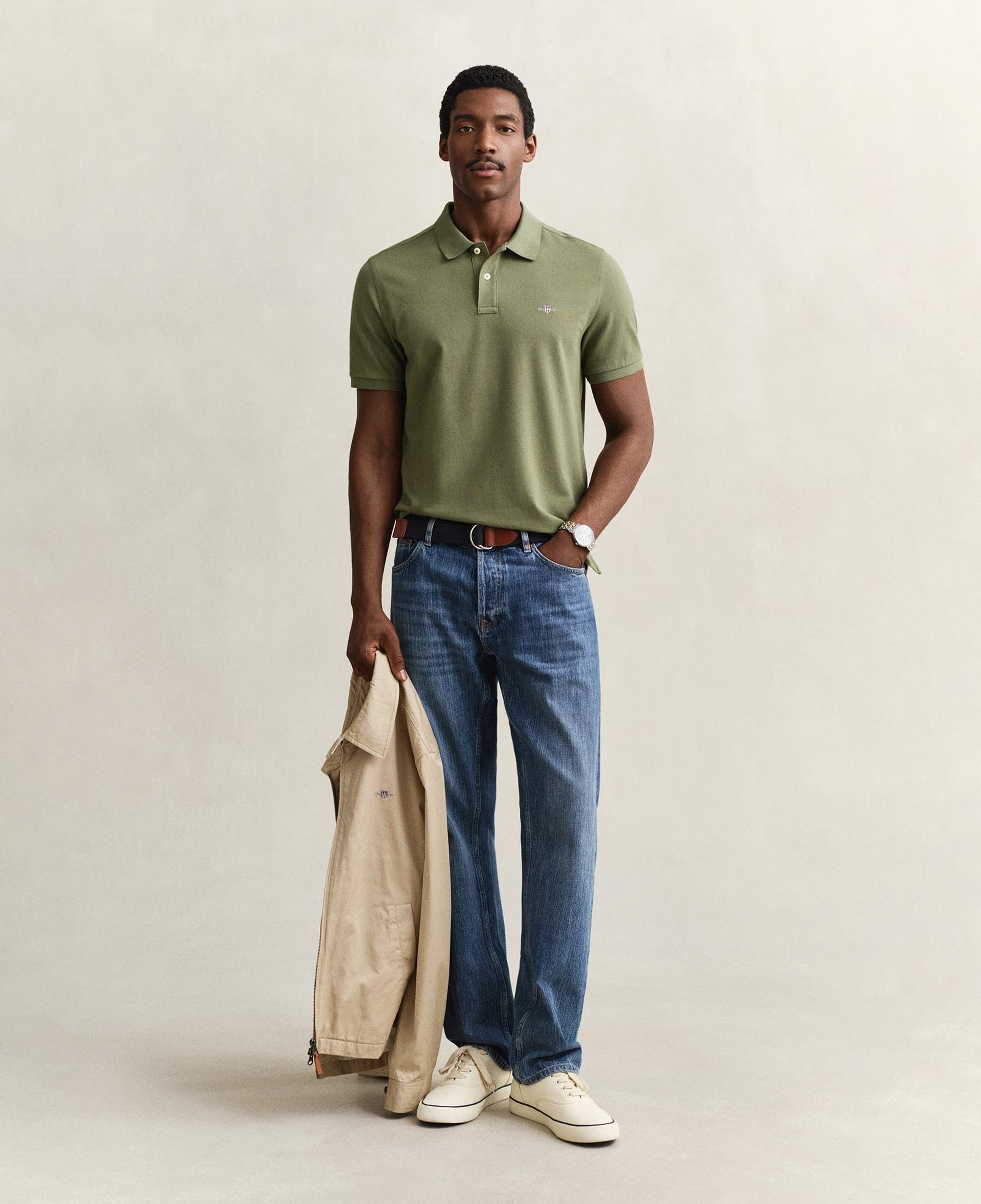 GANT Erkek Yeşil Regular Fit Logolu Polo Yaka T-Shirt
