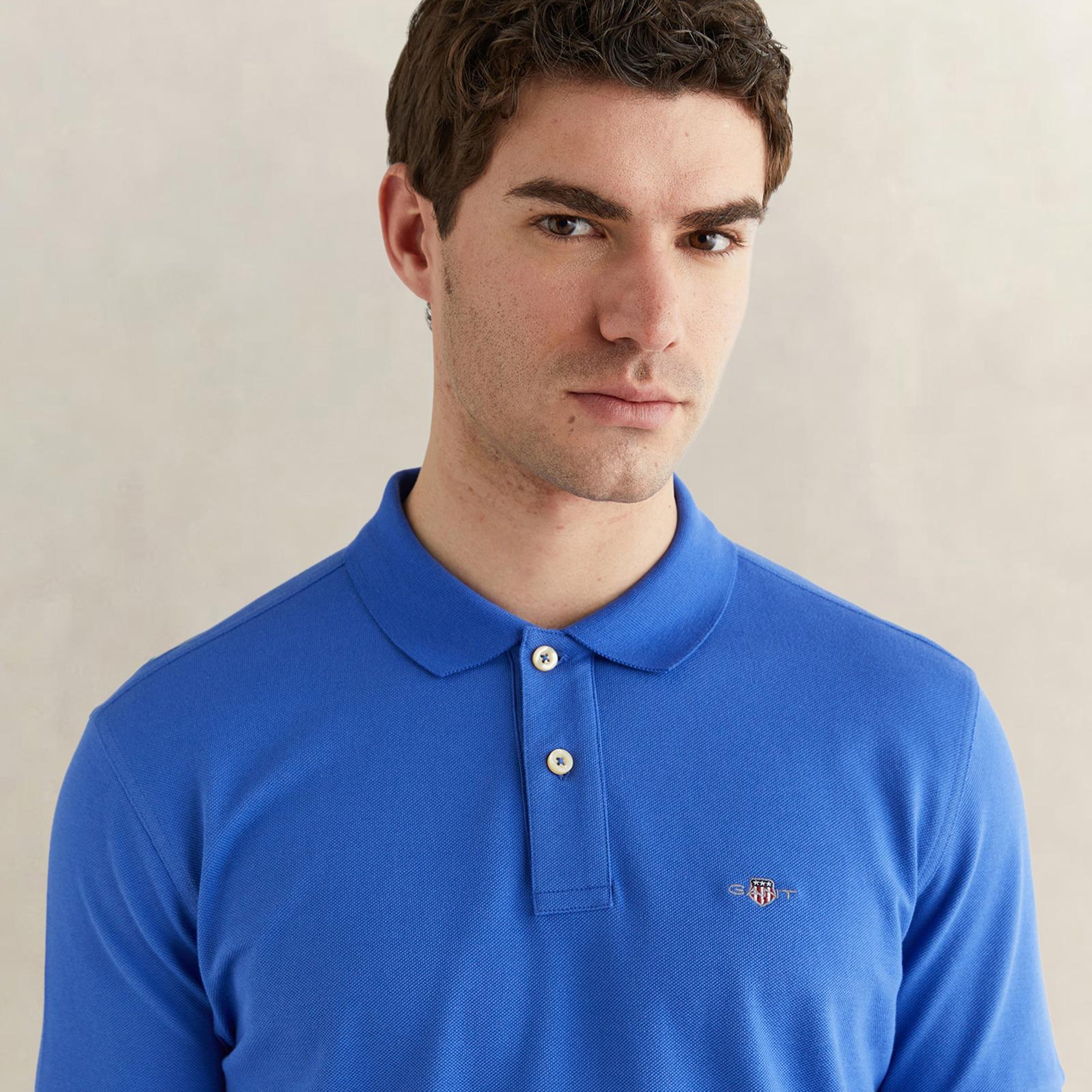 GANT Erkek Mavi Regular Fit Logolu Polo Yaka T-Shirt