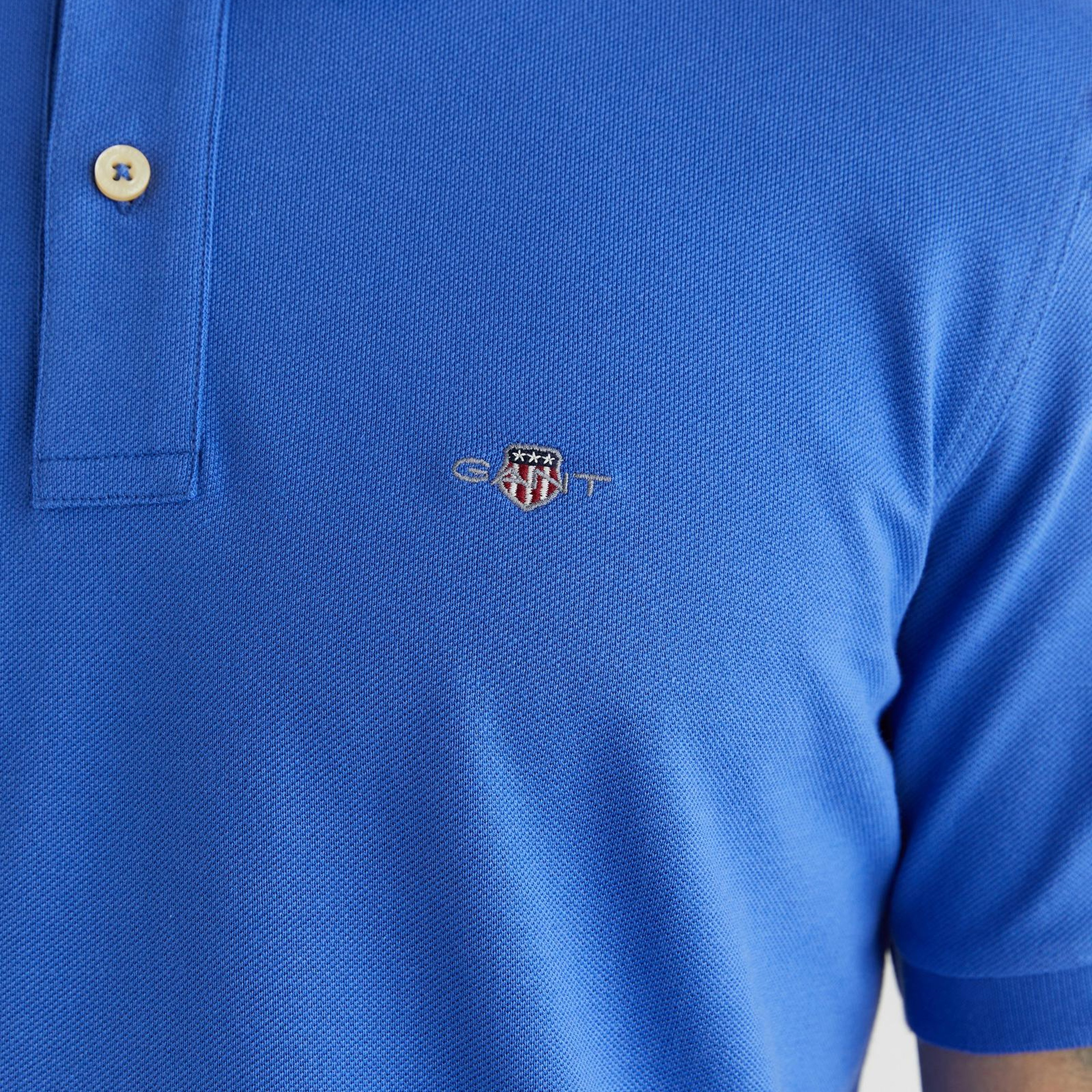 GANT Erkek Mavi Regular Fit Logolu Polo Yaka T-Shirt