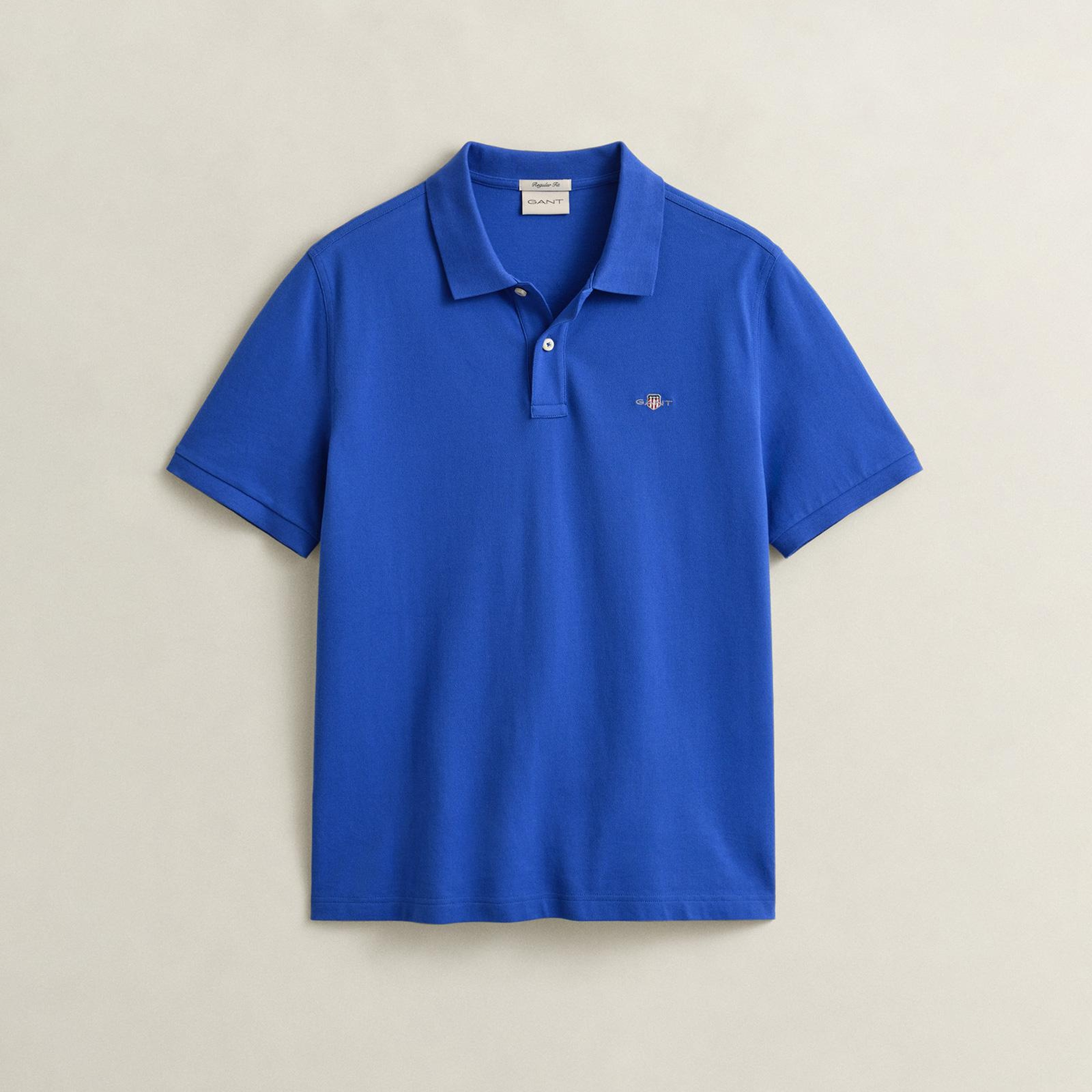 GANT Erkek Mavi Regular Fit Logolu Polo Yaka T-Shirt