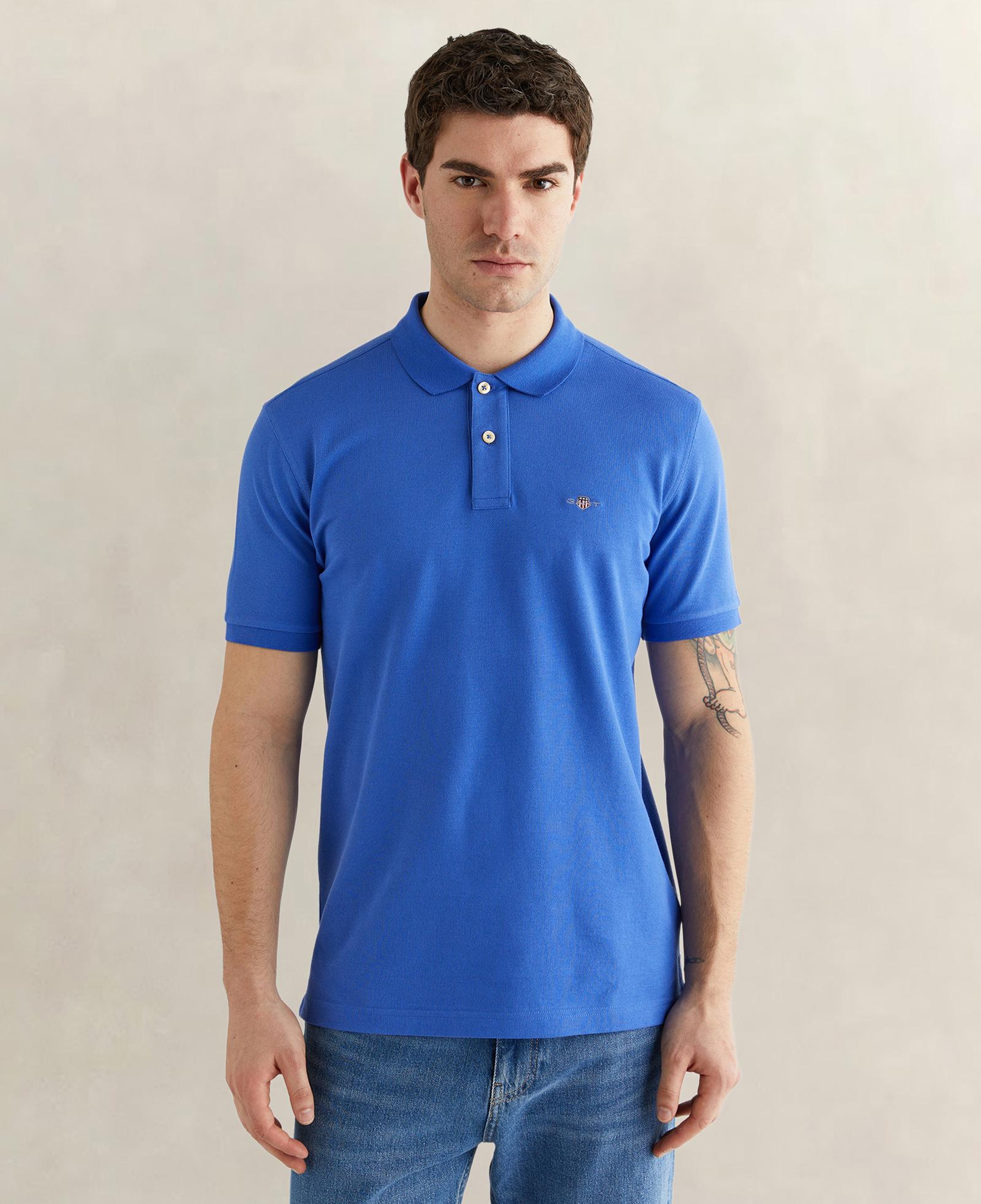 GANT Erkek Mavi Regular Fit Logolu Polo Yaka T-Shirt