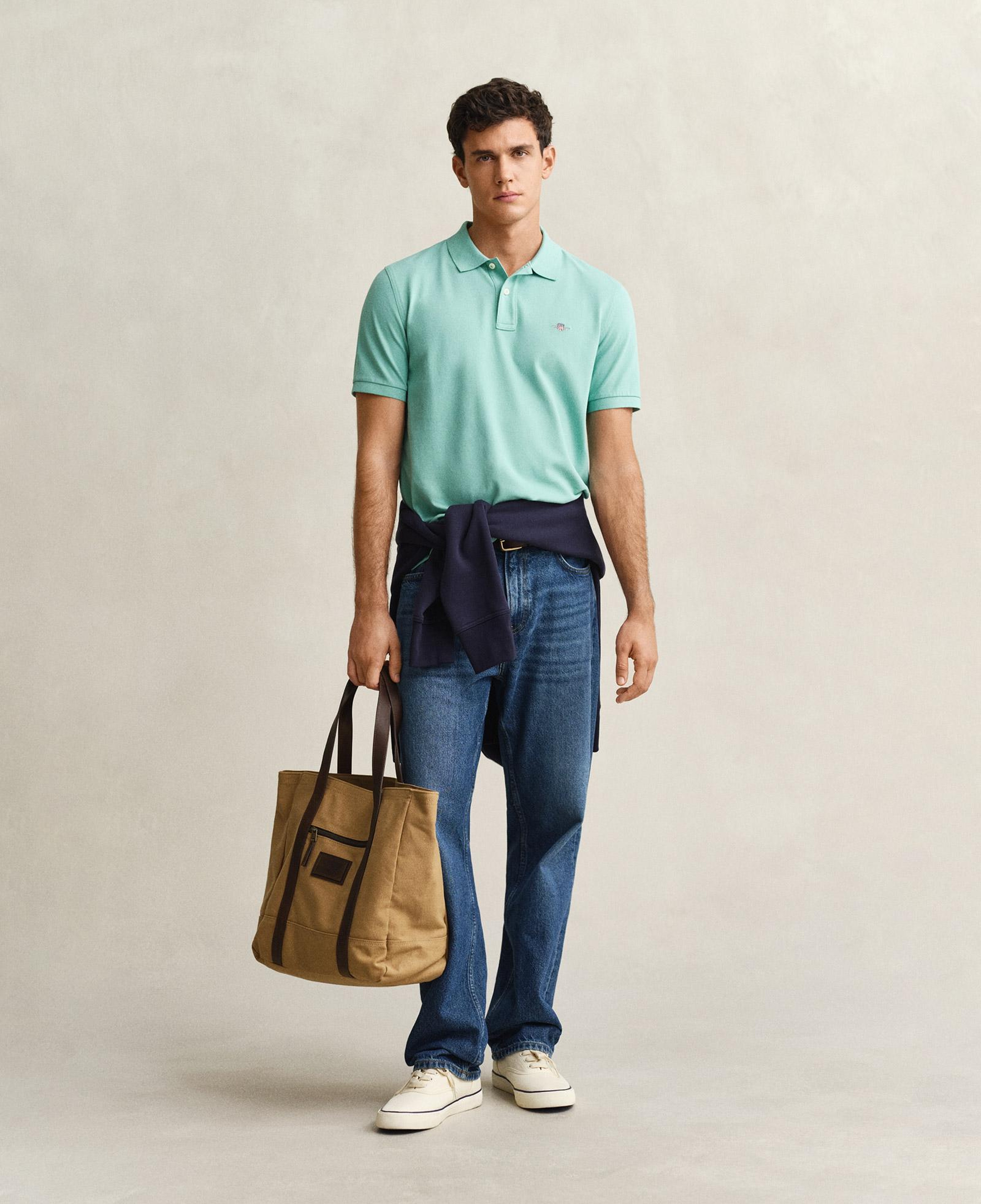 GANT Erkek Mavi Regular Fit Logolu Polo Yaka T-Shirt