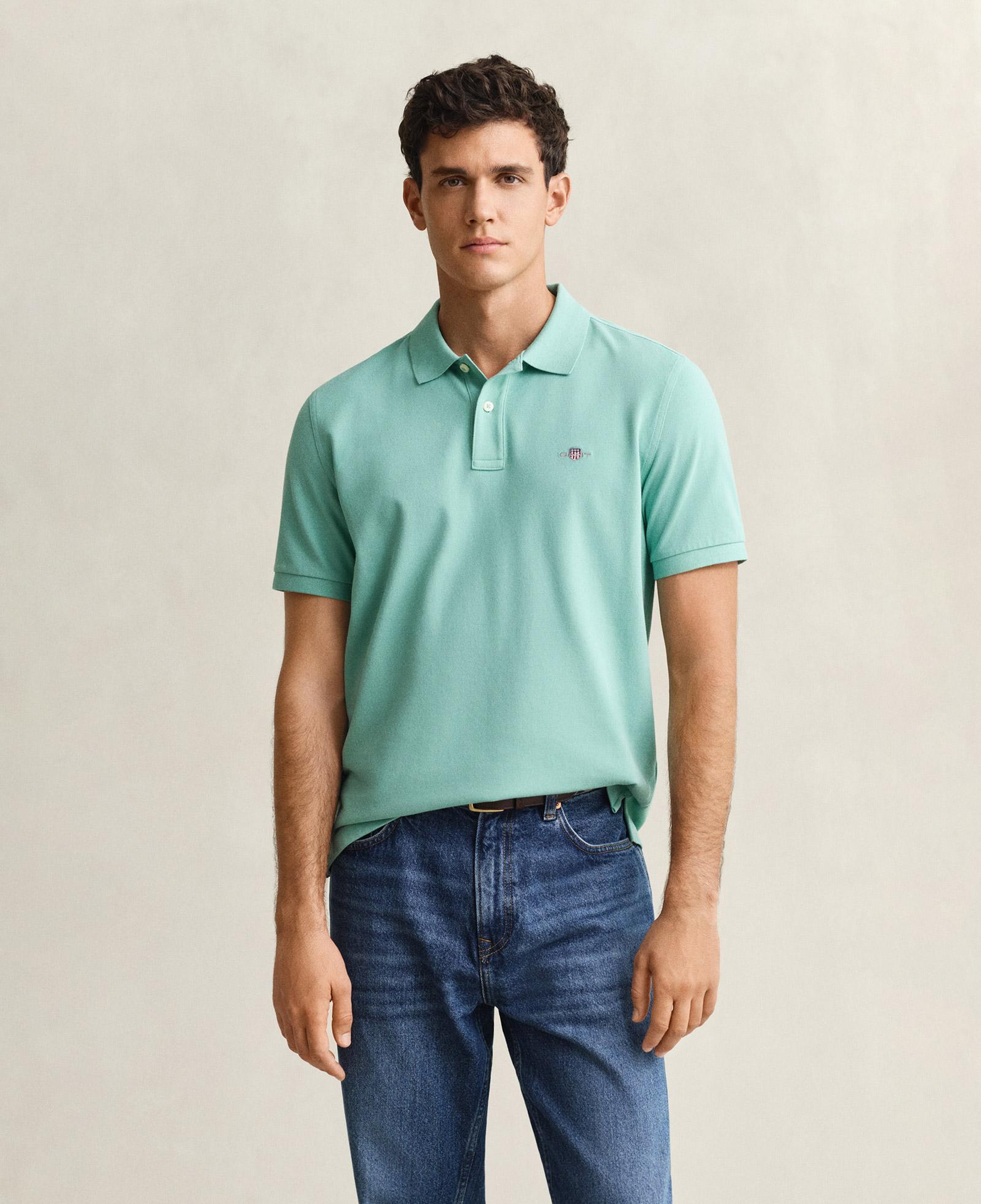 GANT Erkek Mavi Regular Fit Logolu Polo Yaka T-Shirt