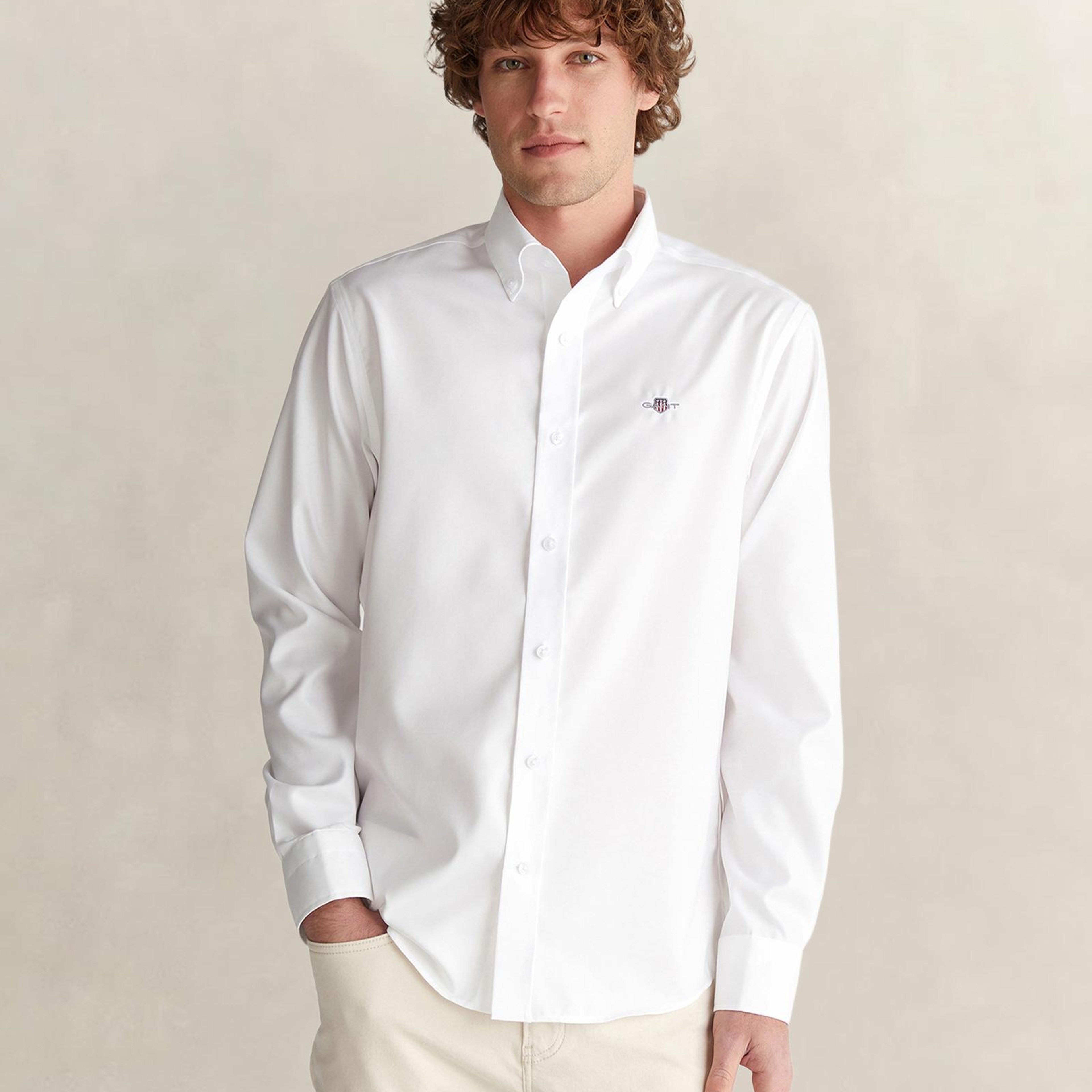 GANT Erkek Beyaz Regular Fit Gömlek