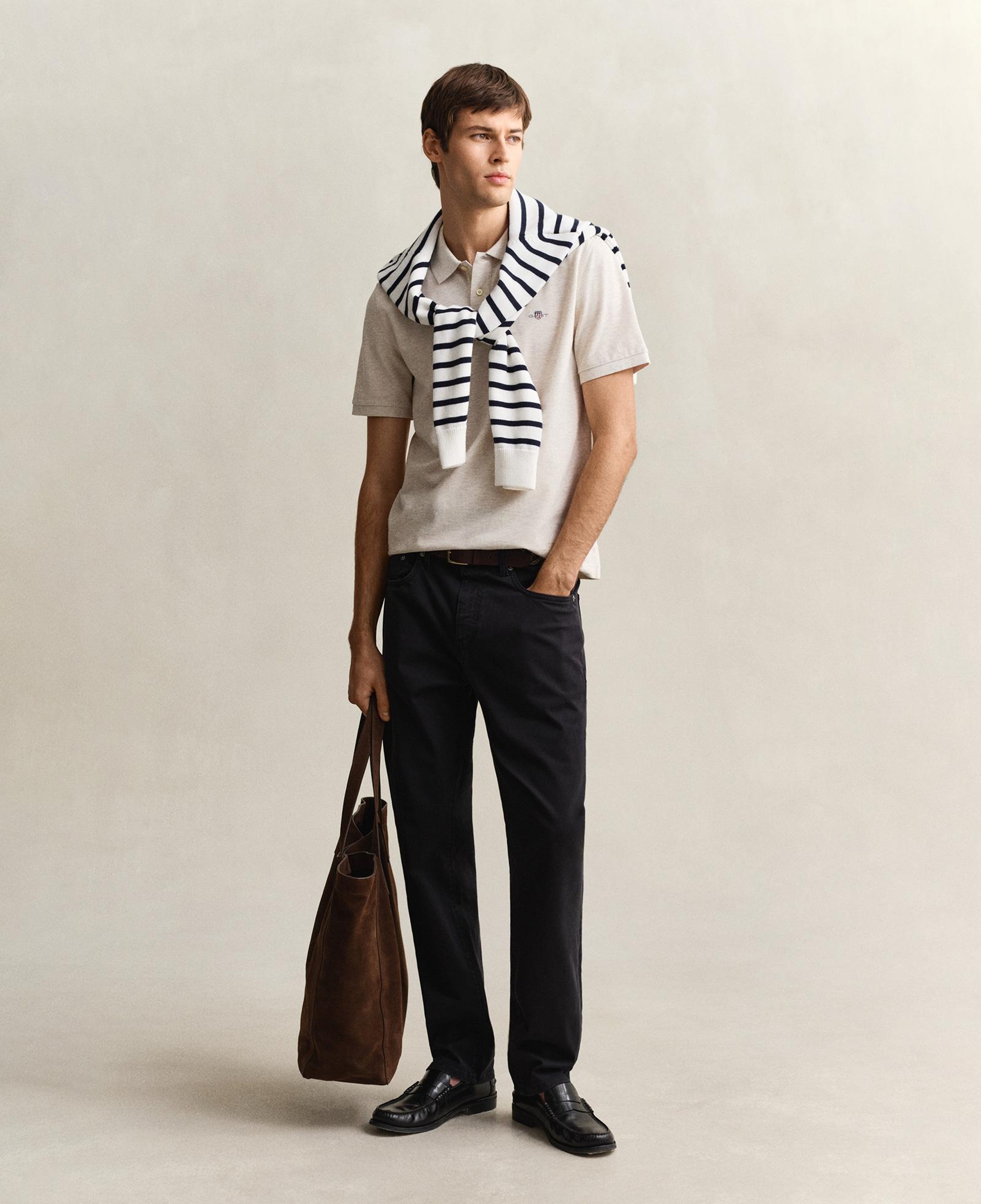 GANT Erkek Bej Regular Fit Logolu Polo Yaka T-Shirt