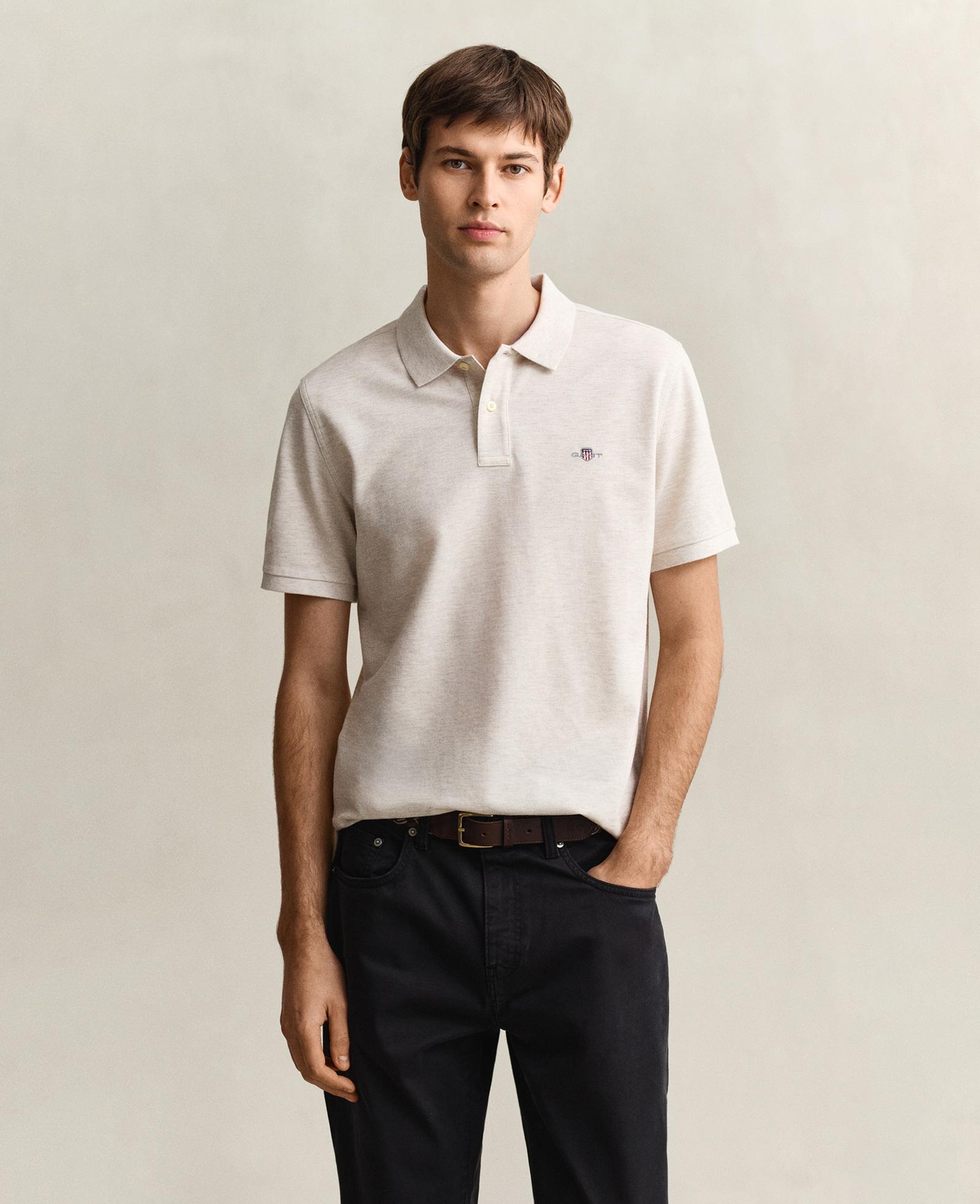 GANT Erkek Bej Regular Fit Logolu Polo Yaka T-Shirt