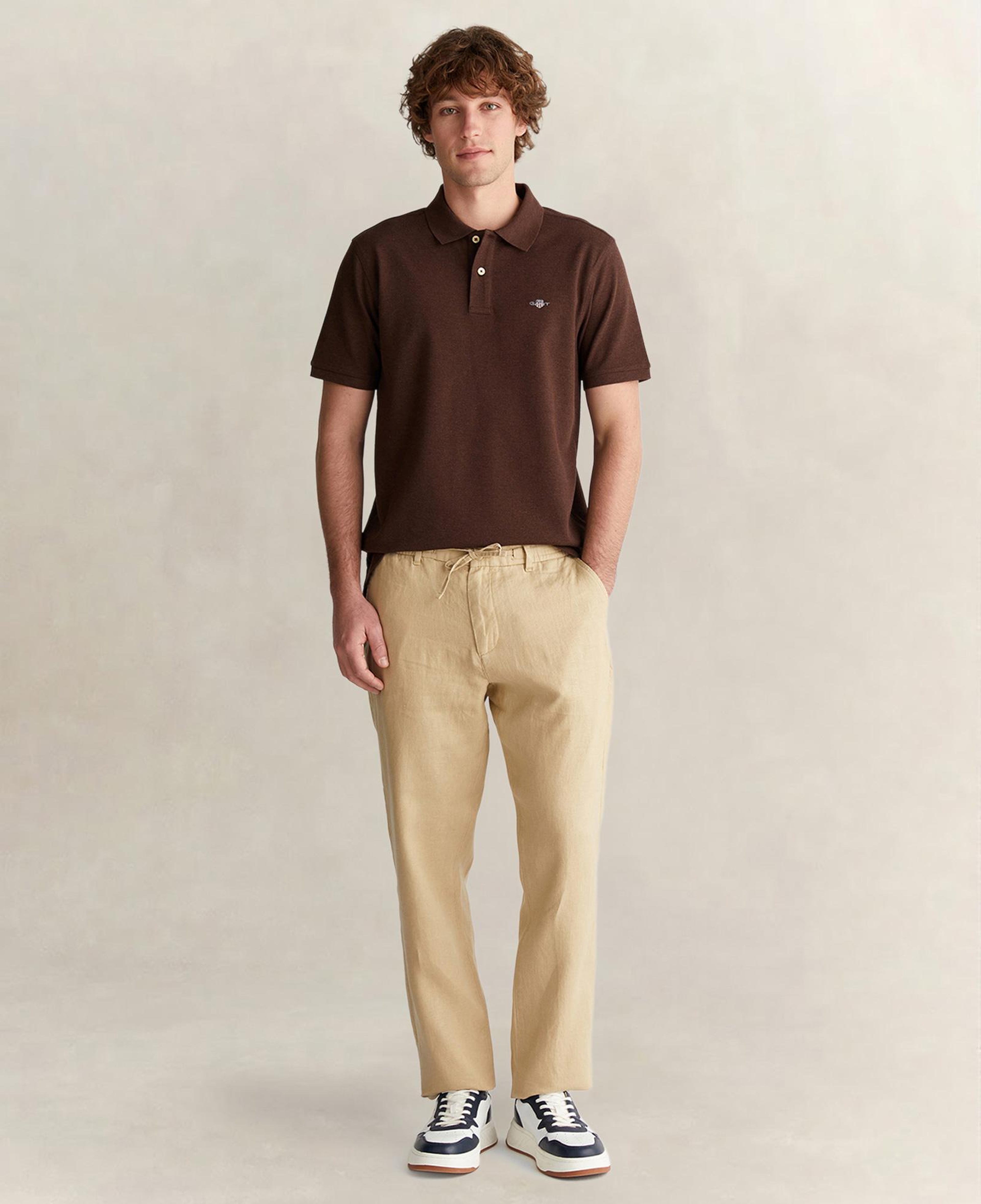 GANT Erkek Kahverengi Regular Fit Logolu Polo Yaka T-Shirt