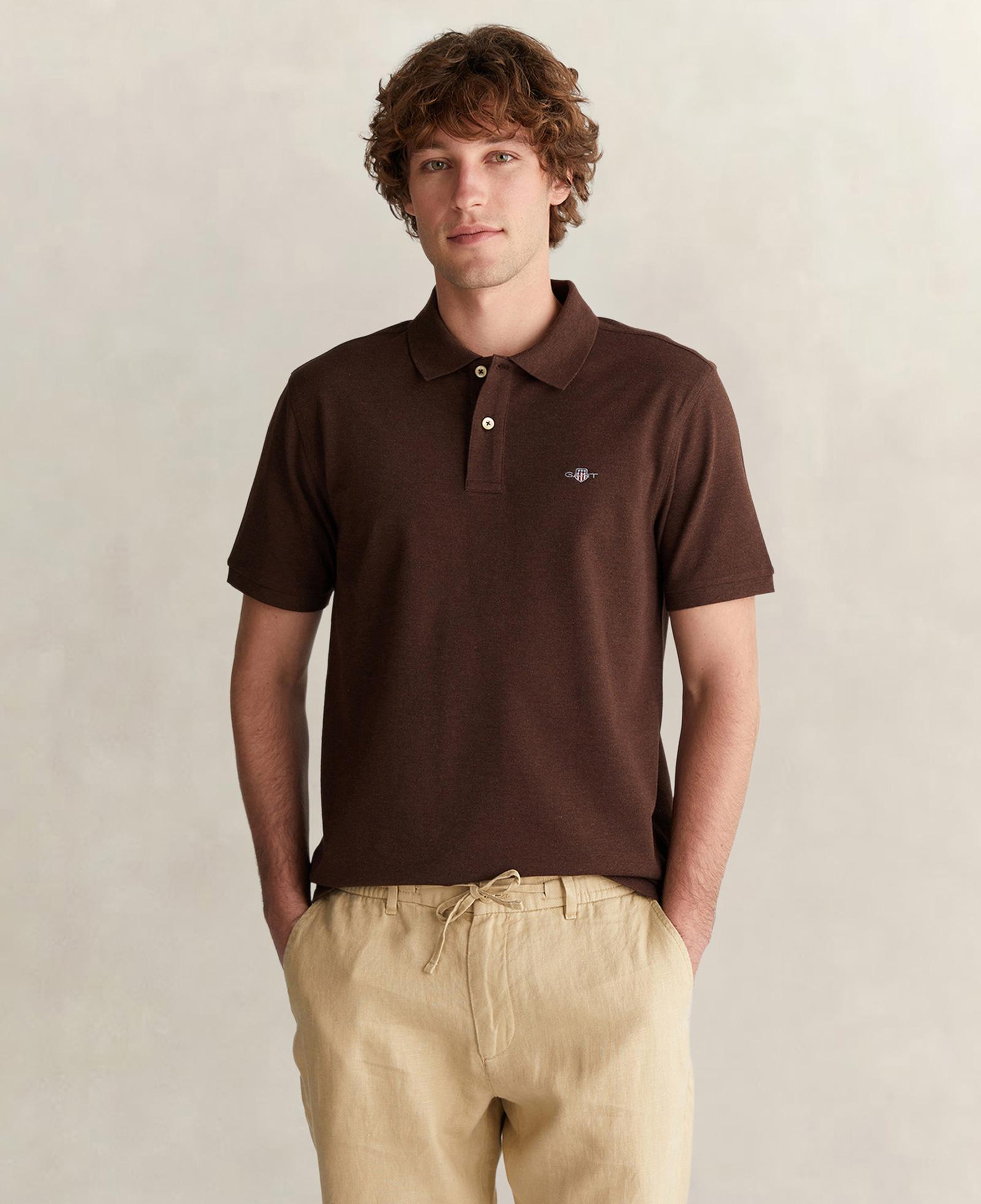 GANT Erkek Kahverengi Regular Fit Logolu Polo Yaka T-Shirt