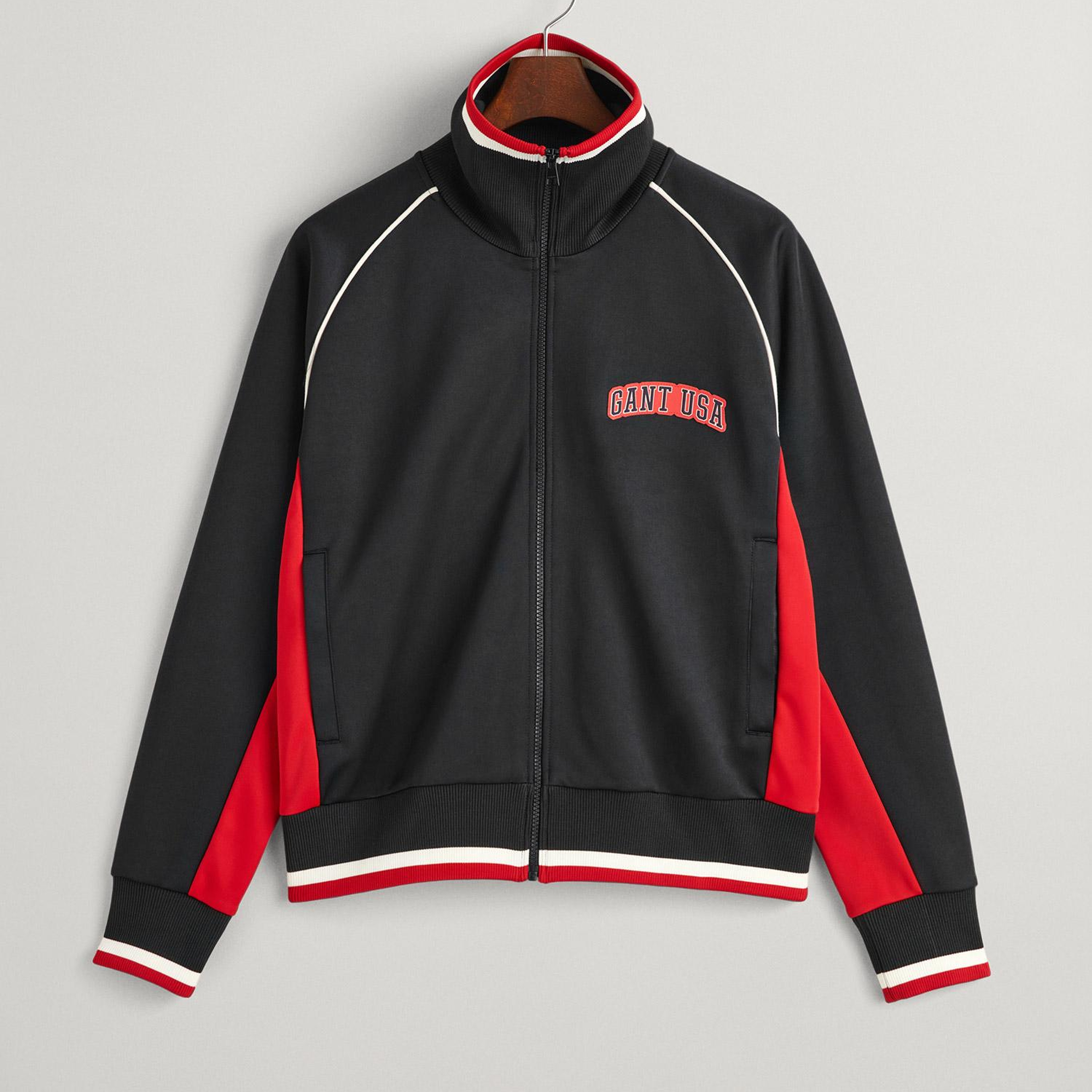 GANT Erkek Siyah Relaxed Fit Fermuarlı Logolu Sweatshirt