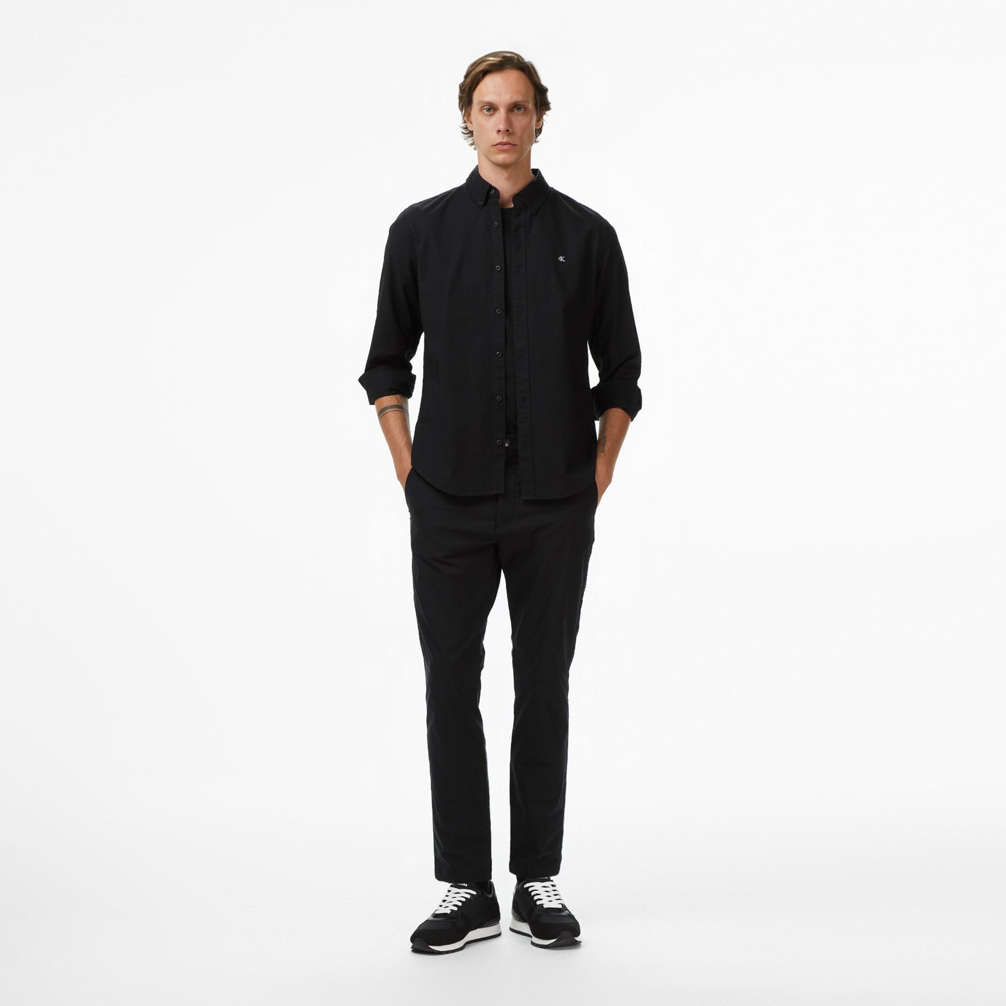 Calvin Klein Solid Oxford Classic Erkek Siyah Gömlek
