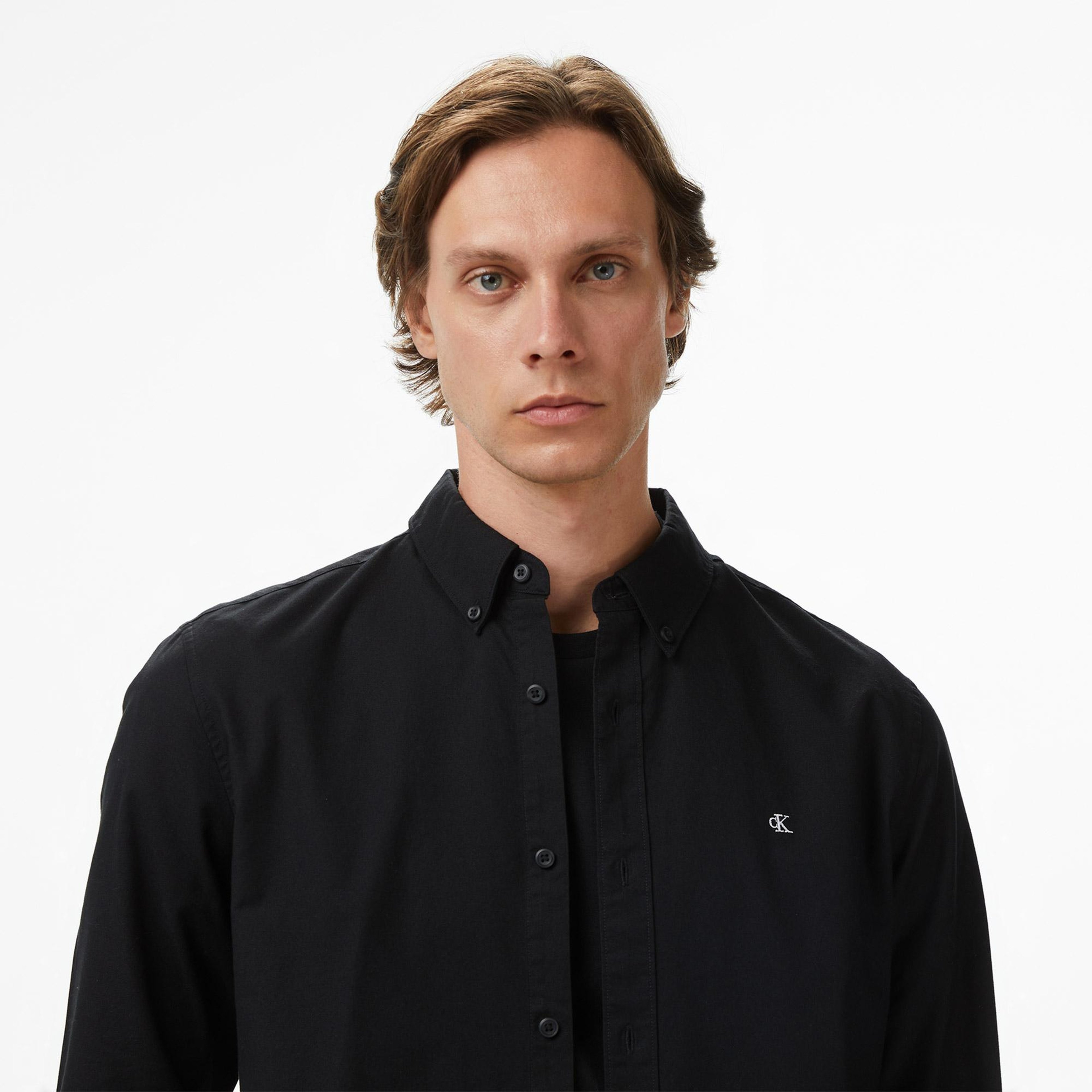 Calvin Klein Solid Oxford Classic Erkek Siyah Gömlek