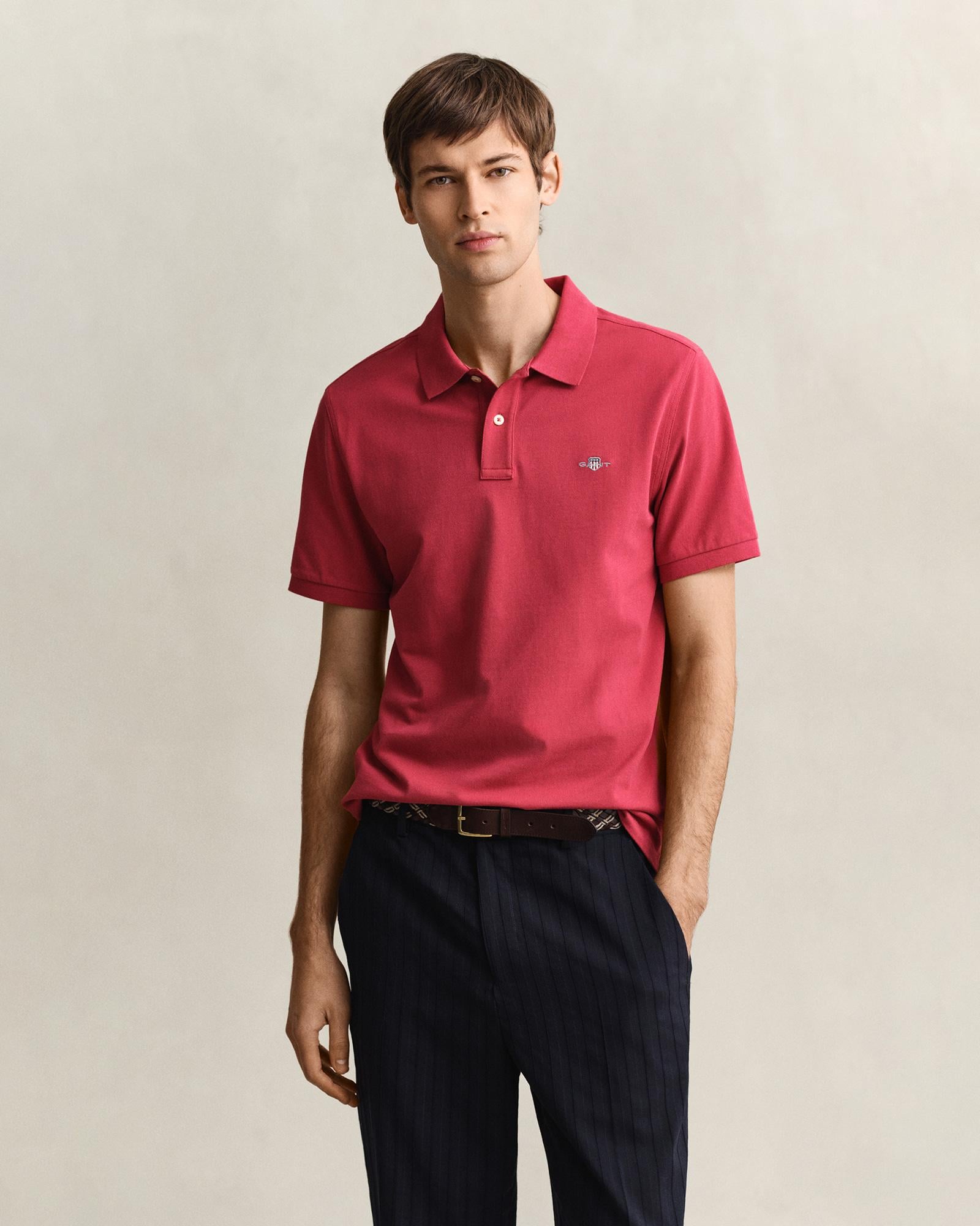 GANT Erkek Kırmızı Regular Fit Logolu Polo Yaka T-Shirt