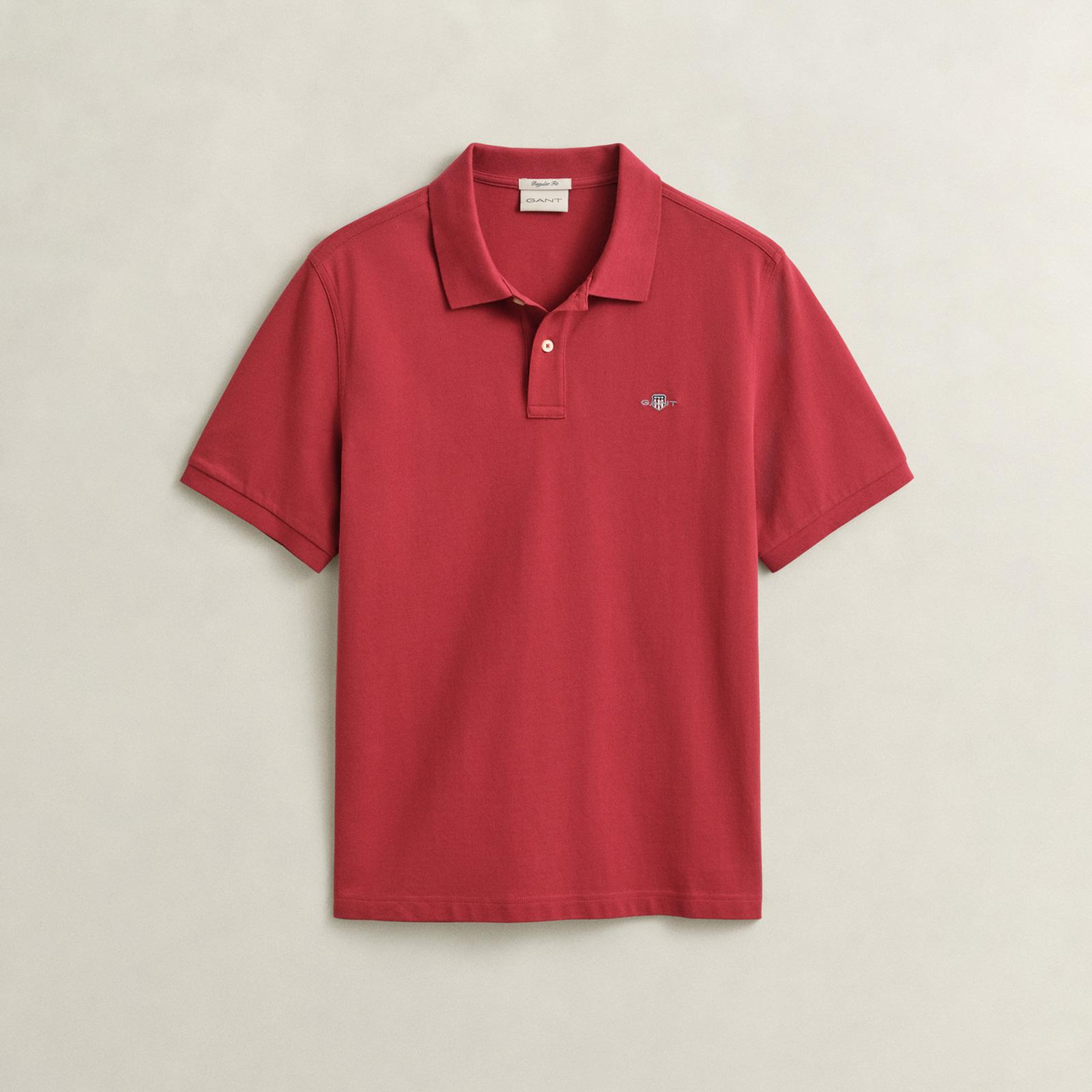 GANT Erkek Kırmızı Regular Fit Logolu Polo Yaka T-Shirt