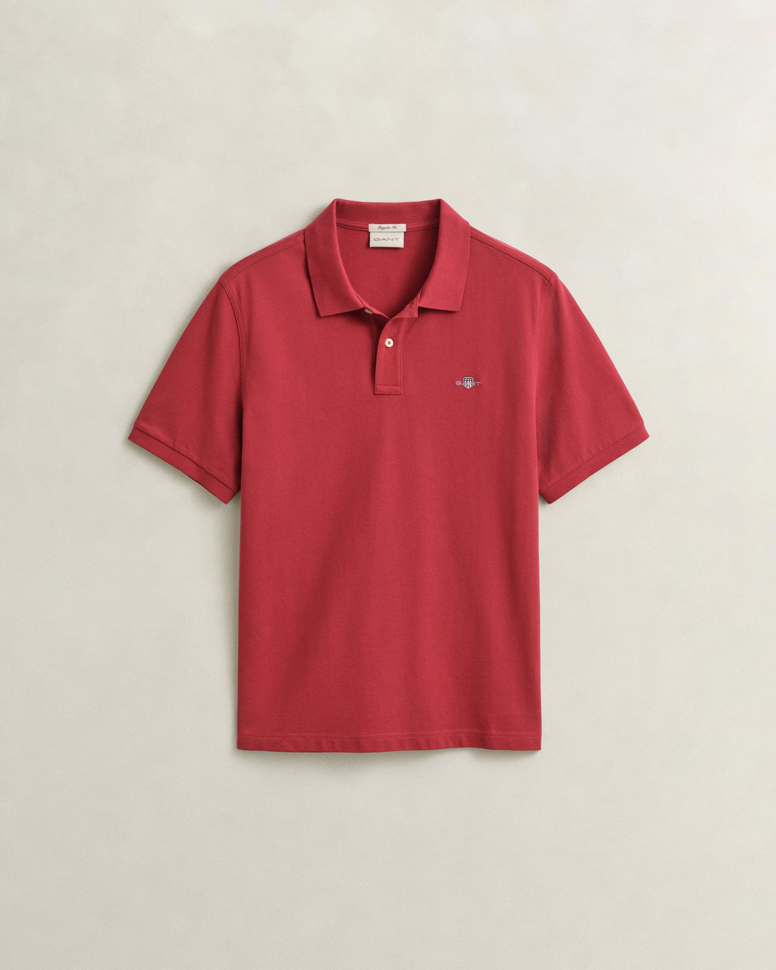 GANT Erkek Kırmızı Regular Fit Logolu Polo Yaka T-Shirt