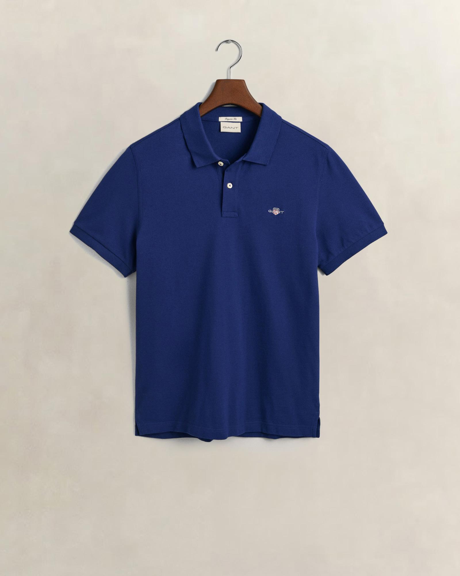 GANT Erkek Mavi Regular Fit Logolu Polo Yaka T-Shirt