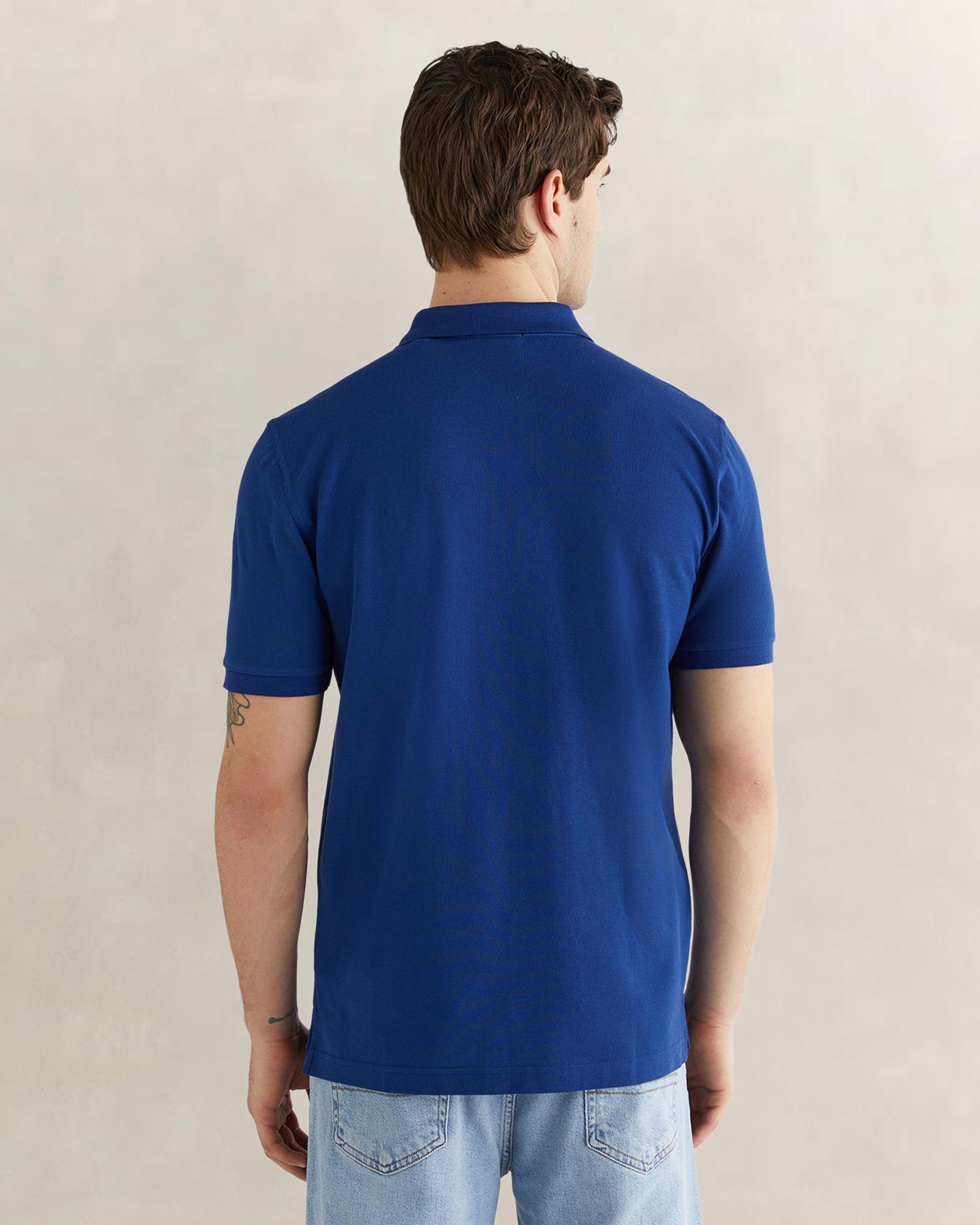GANT Erkek Mavi Regular Fit Logolu Polo Yaka T-Shirt