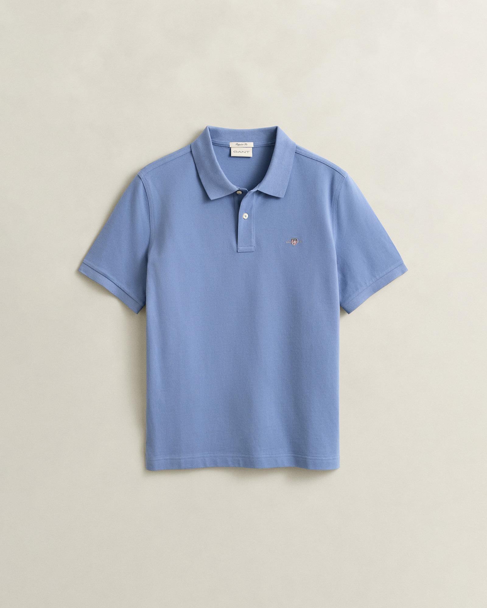 GANT Erkek Mavi Regular Fit Logolu Polo Yaka T-Shirt