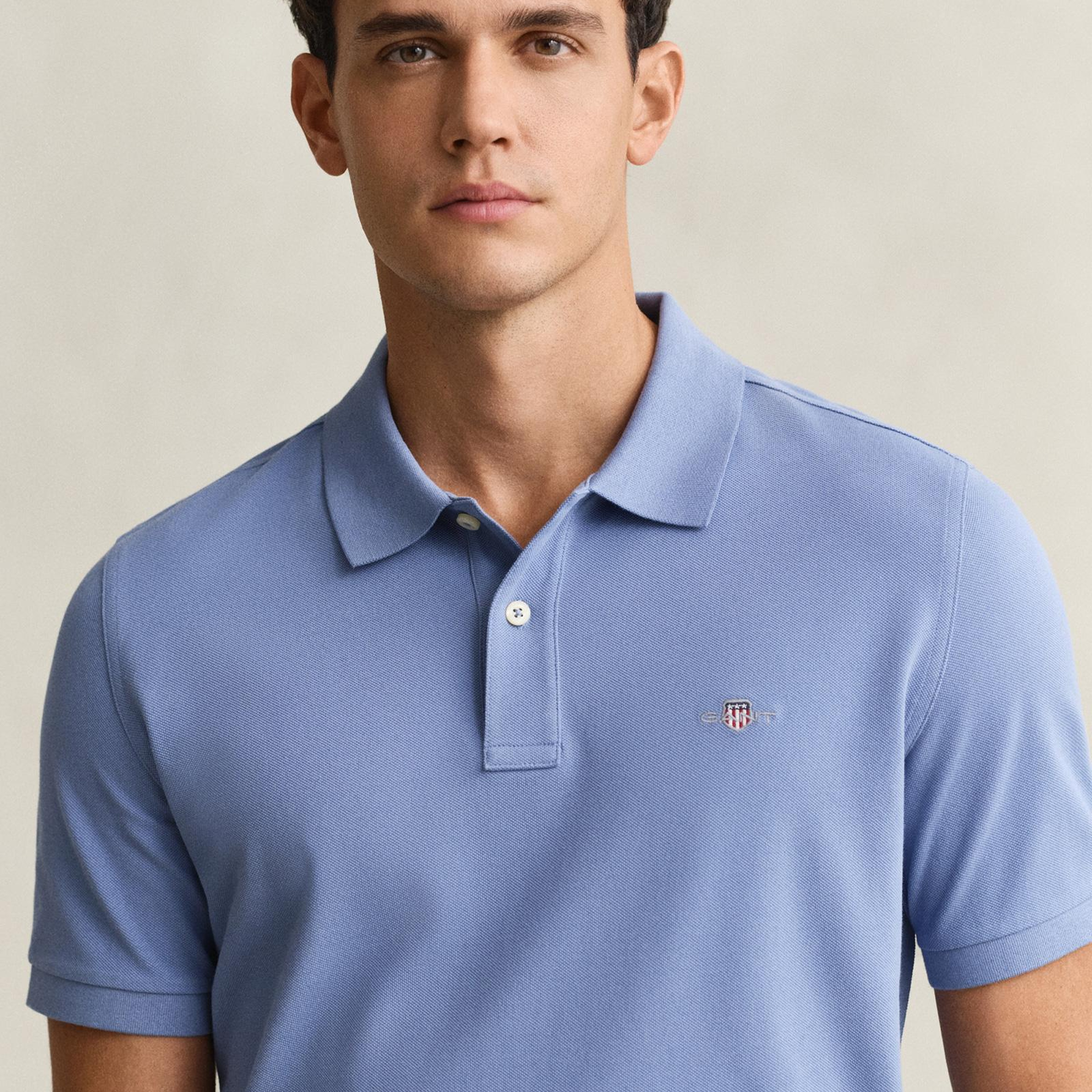 GANT Erkek Mavi Regular Fit Logolu Polo Yaka T-Shirt