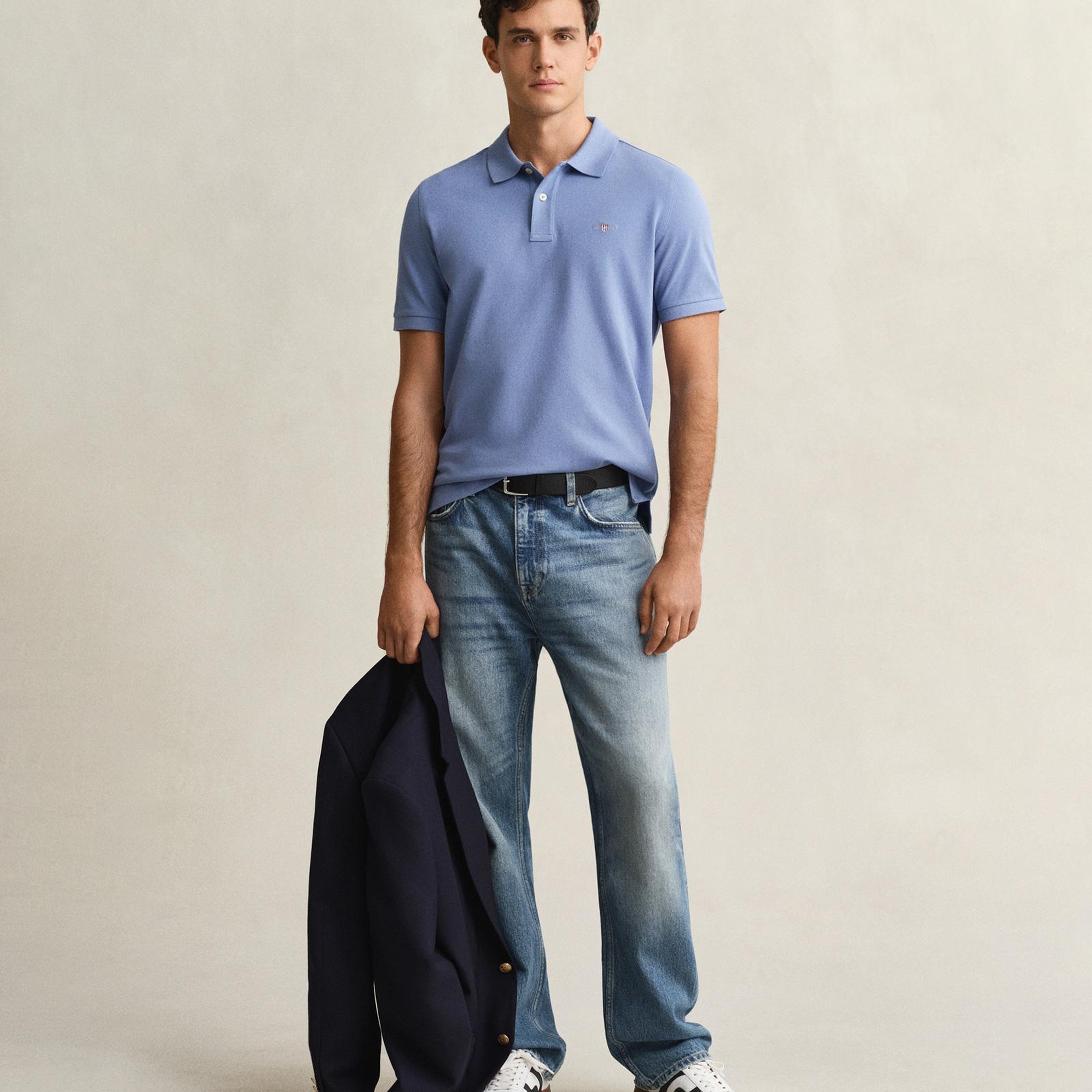 GANT Erkek Mavi Regular Fit Logolu Polo Yaka T-Shirt