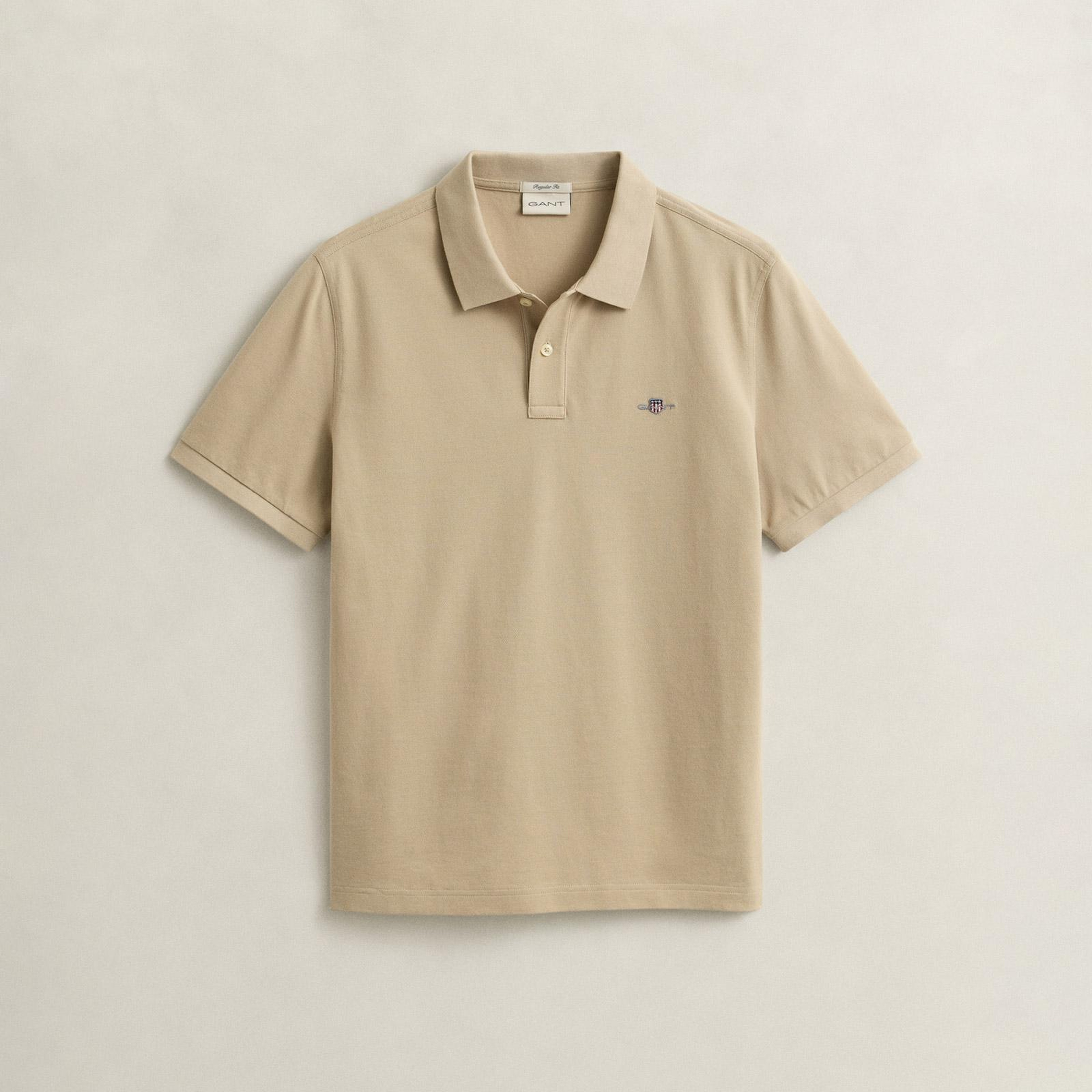GANT Erkek Bej Regular Fit Logolu Polo Yaka T-Shirt