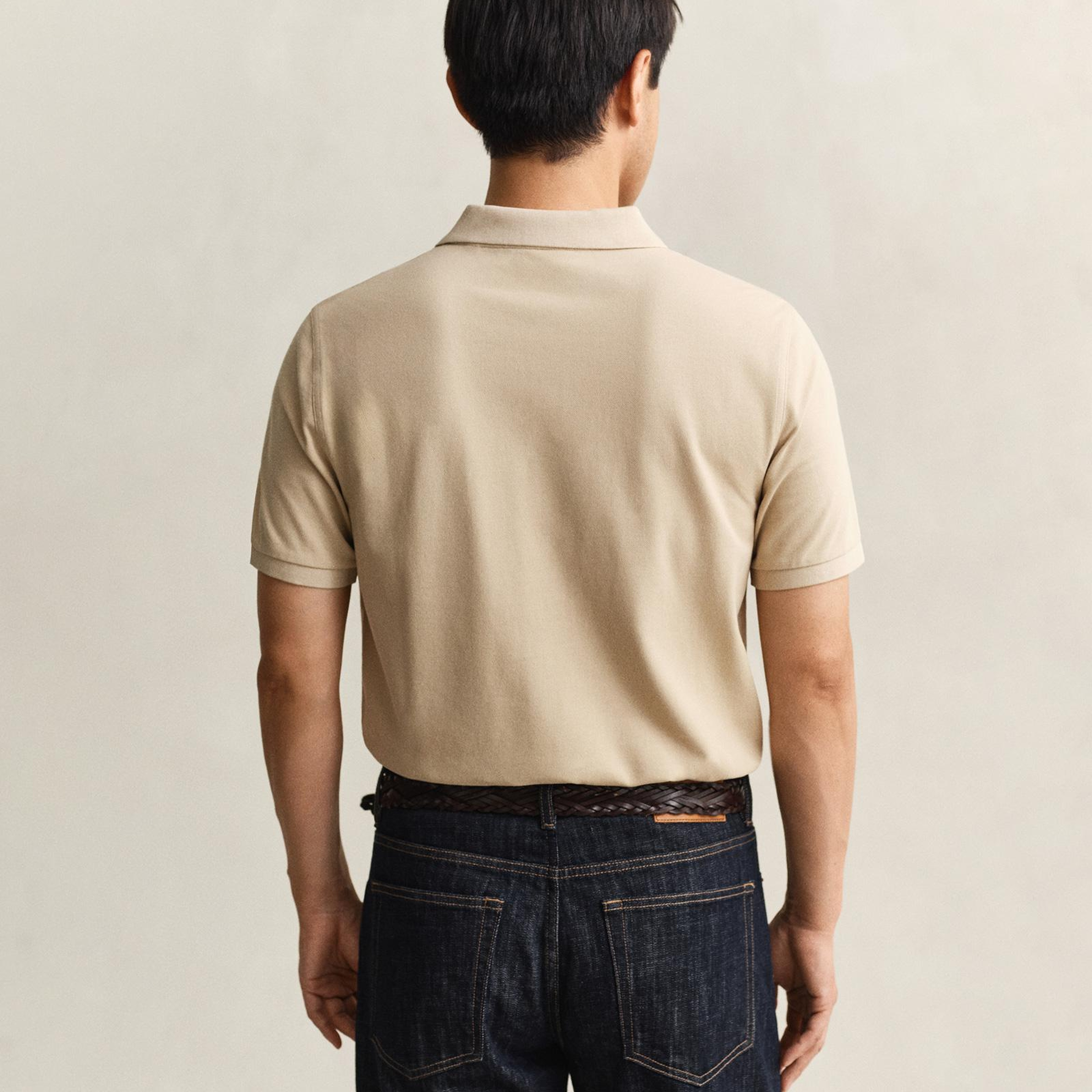 GANT Erkek Bej Regular Fit Logolu Polo Yaka T-Shirt
