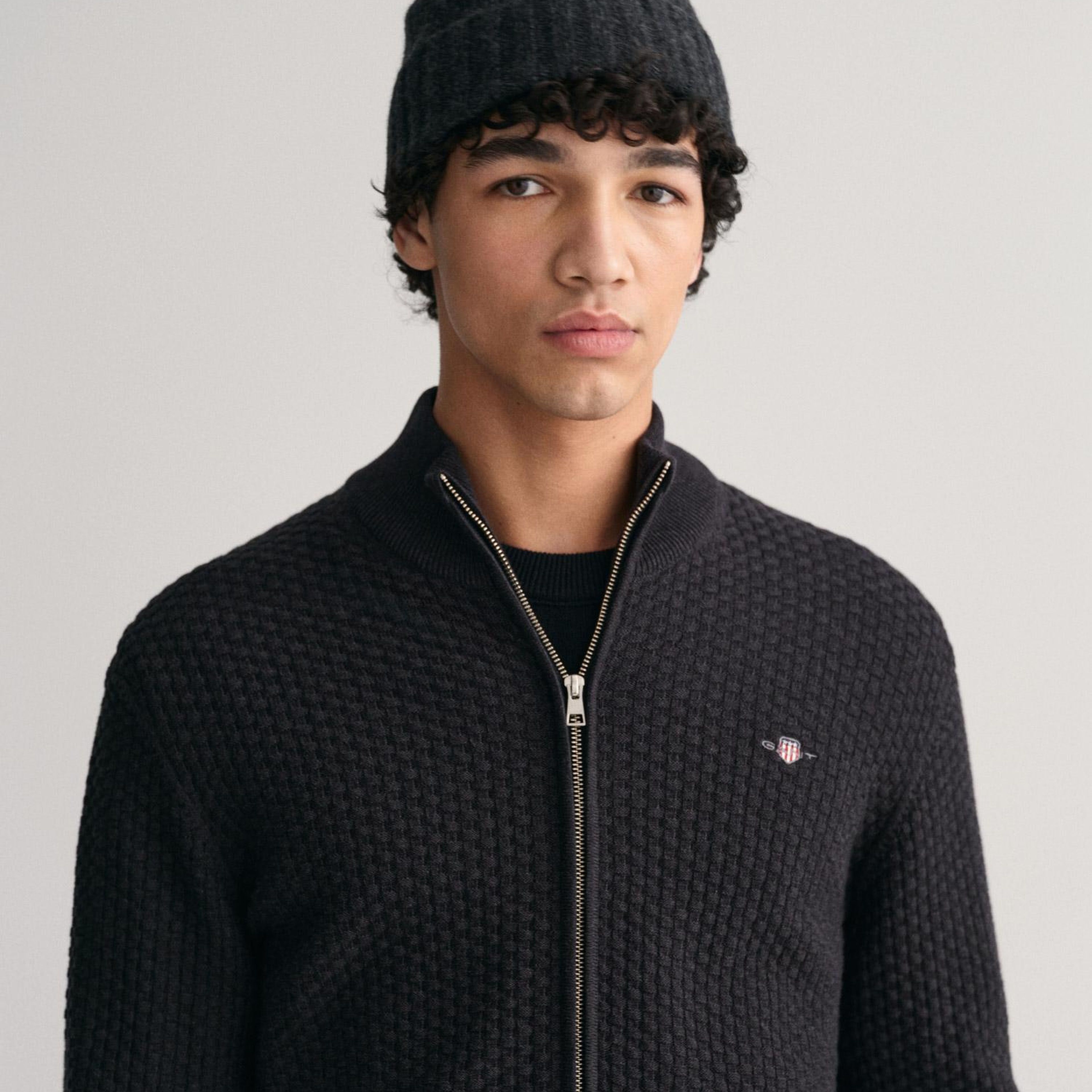 GANT Erkek Gri Regular Fit Fermuarlı Hırka