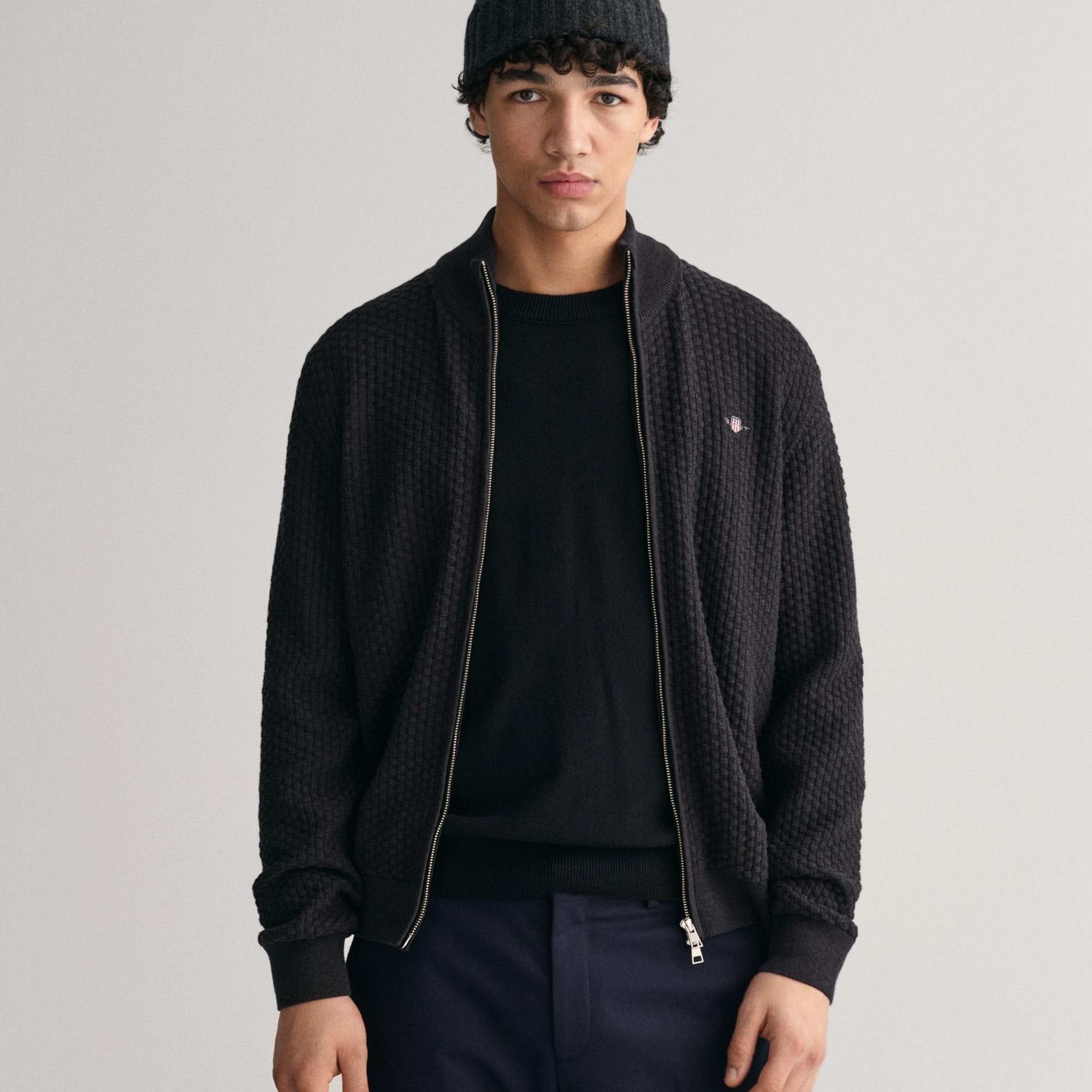 GANT Erkek Gri Regular Fit Fermuarlı Hırka