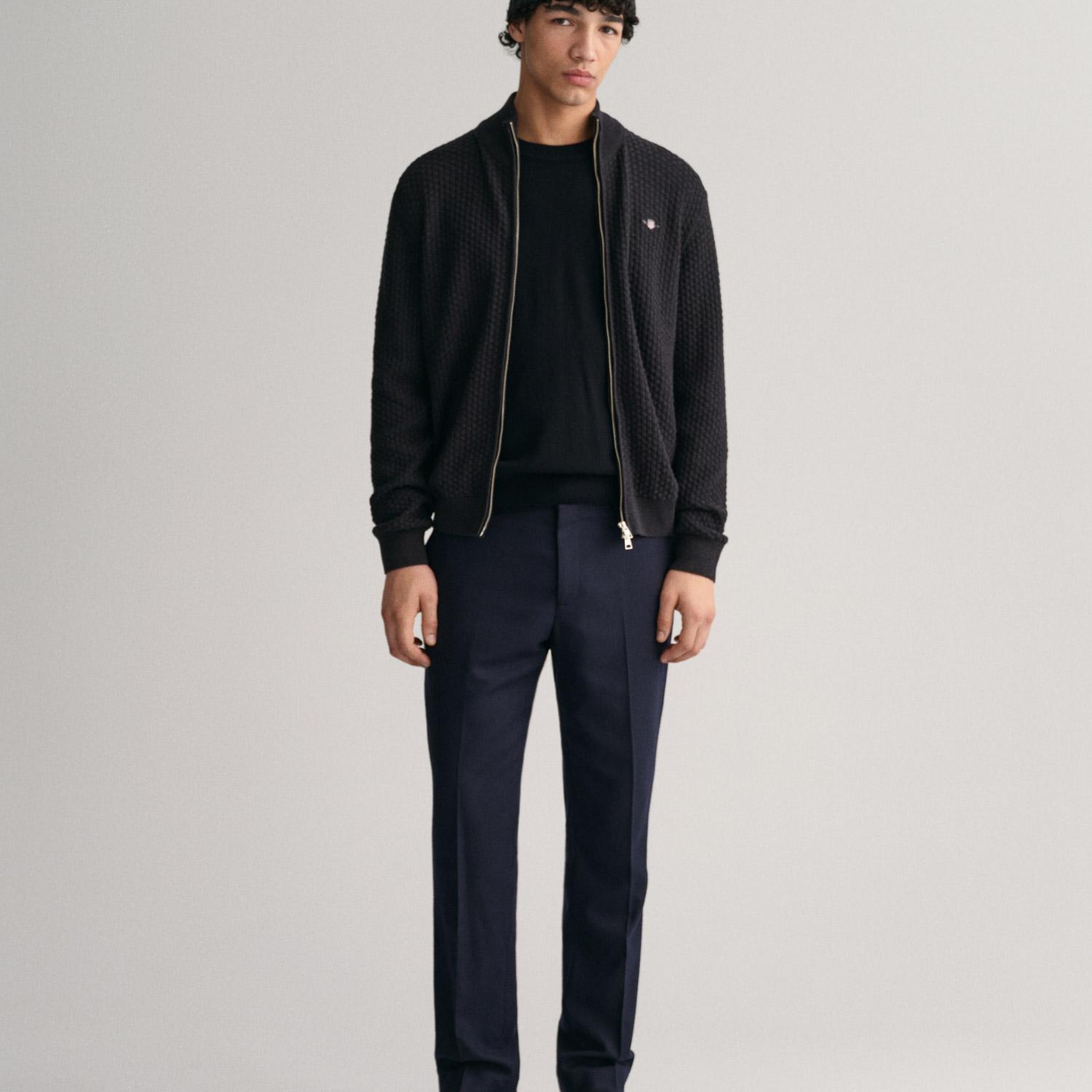 GANT Erkek Gri Regular Fit Fermuarlı Hırka