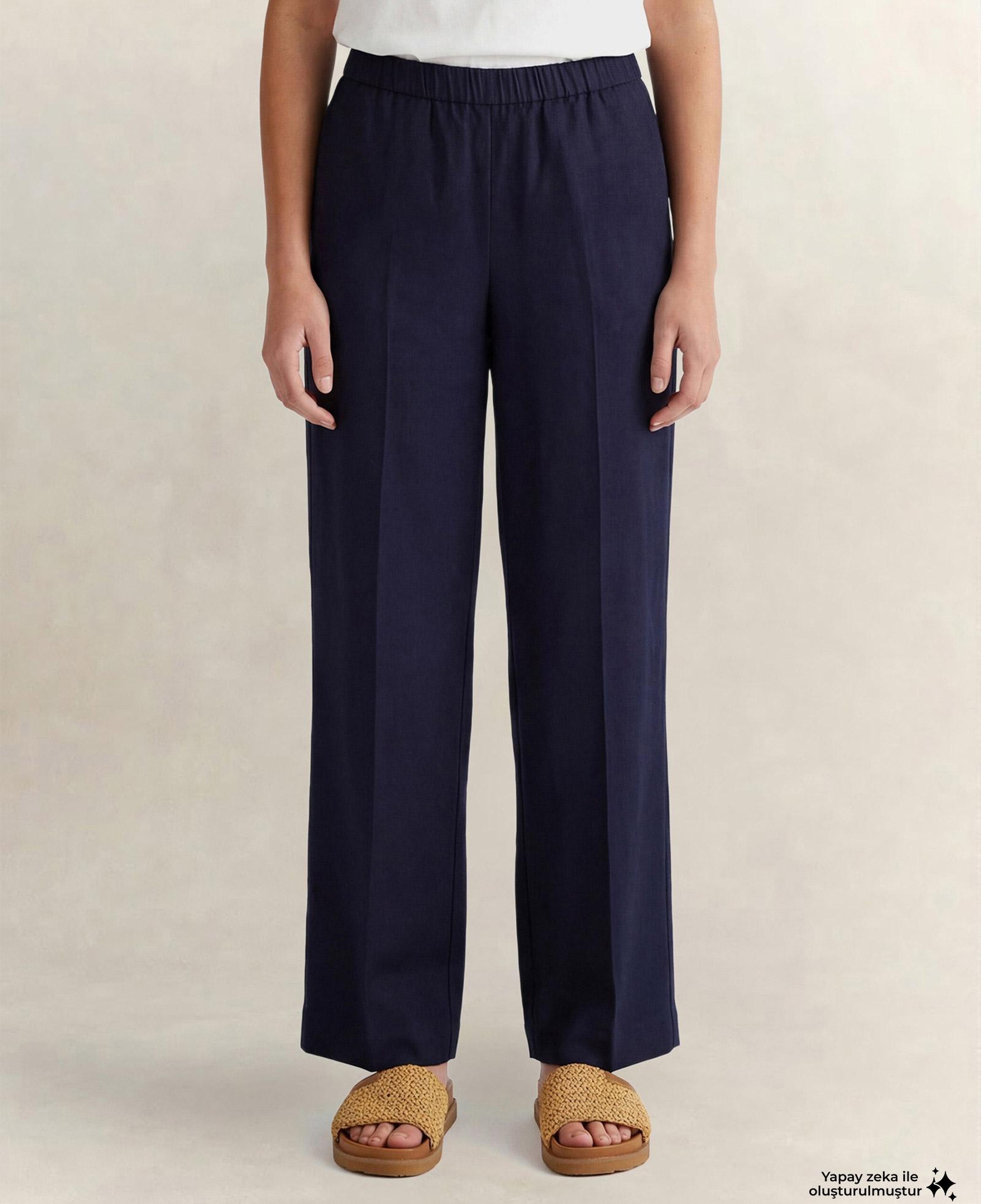 GANT Kadın Lacivert Relaxed Fit Pantolon
