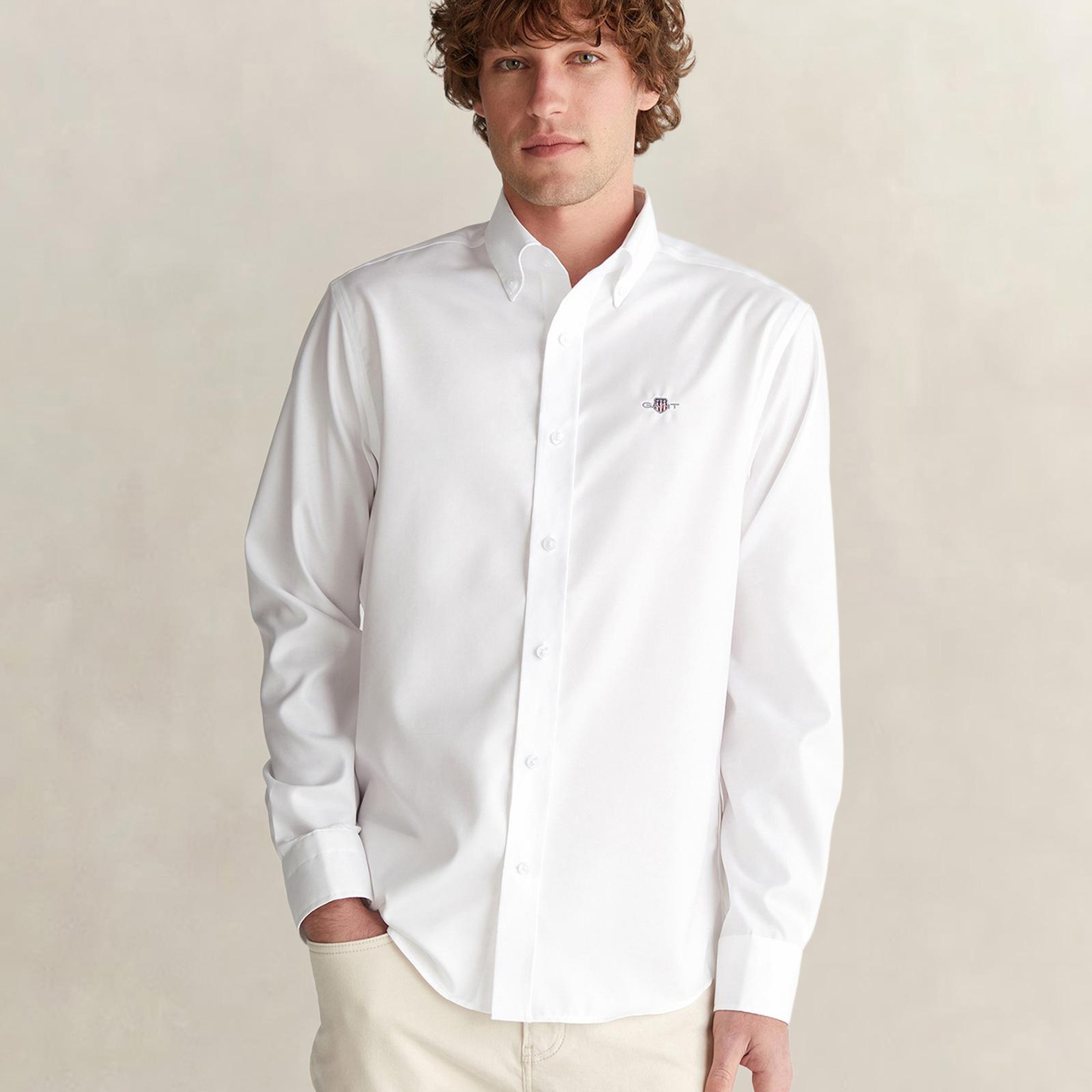 GANT Erkek Beyaz Regular Fit Gömlek