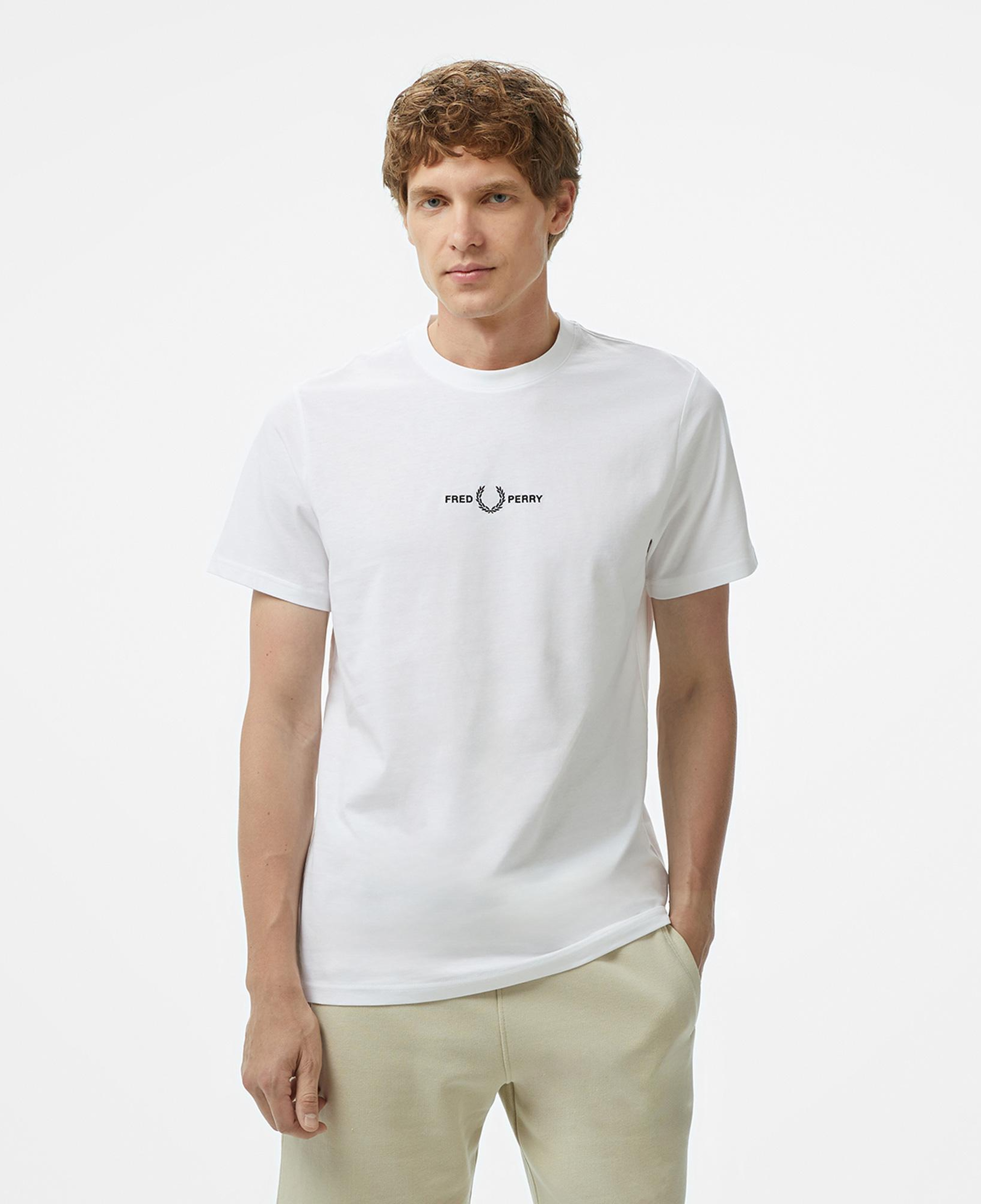 Fred Perry Embroidered Erkek Beyaz T-Shirt