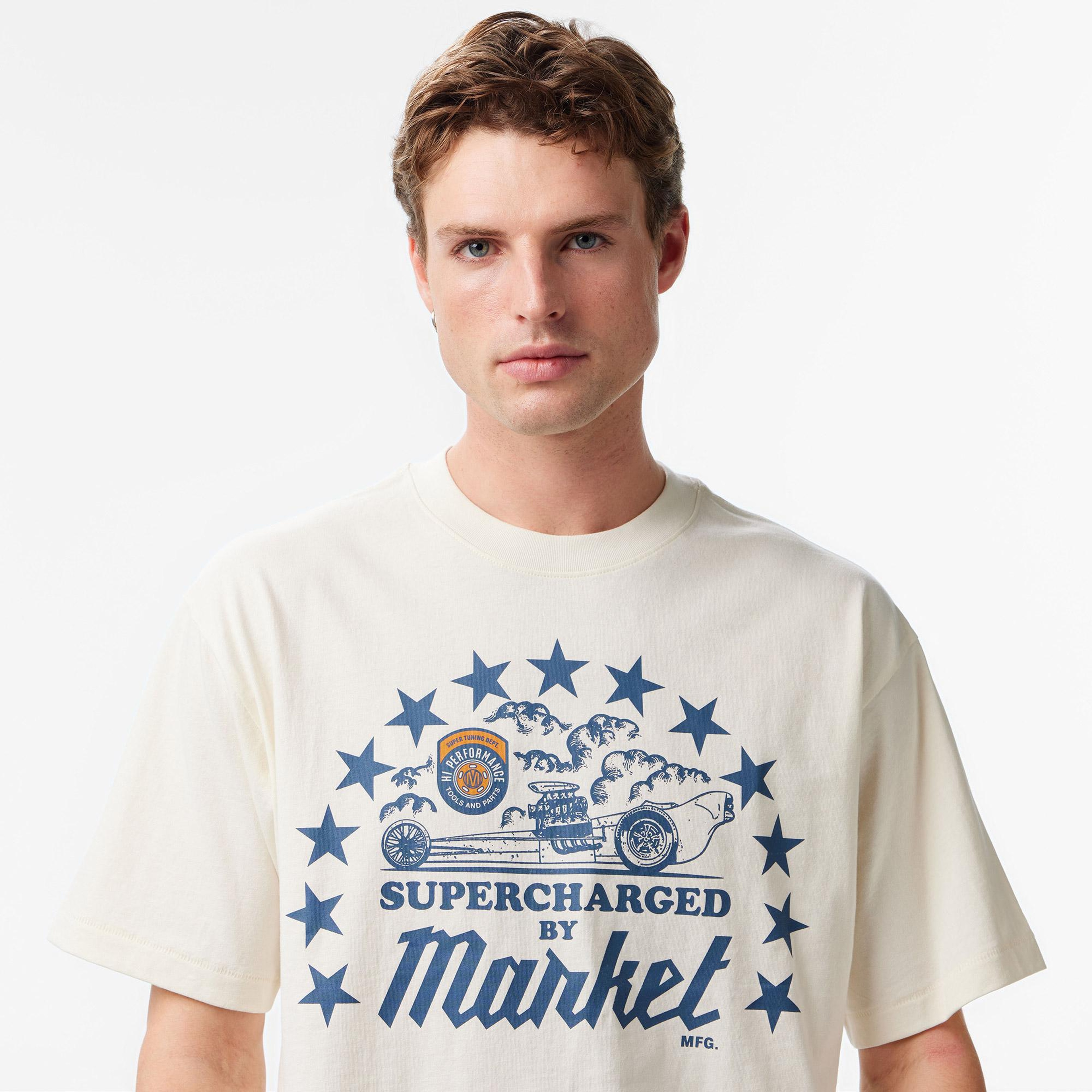 Market Supercharged Erkek Beyaz T-Shirt