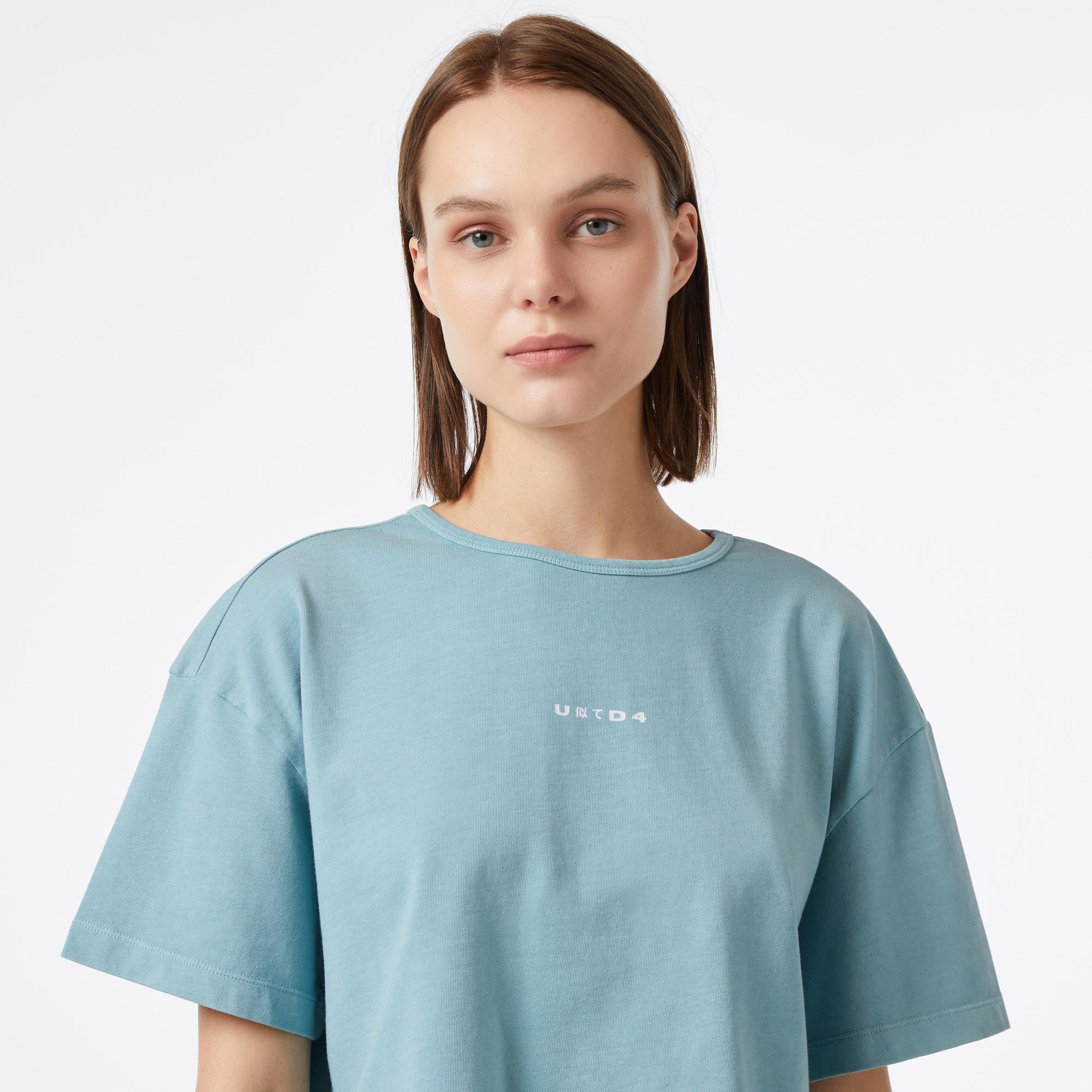 UNITED4 Essentials Kadın Mavi Crop T-Shirt