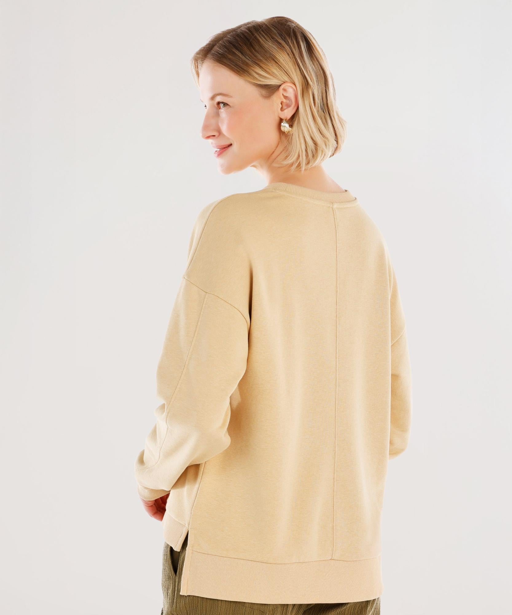 YARGICI Dikiş Ve Yırtmaç Detaylı Bisiklet Yaka Sweatshirt