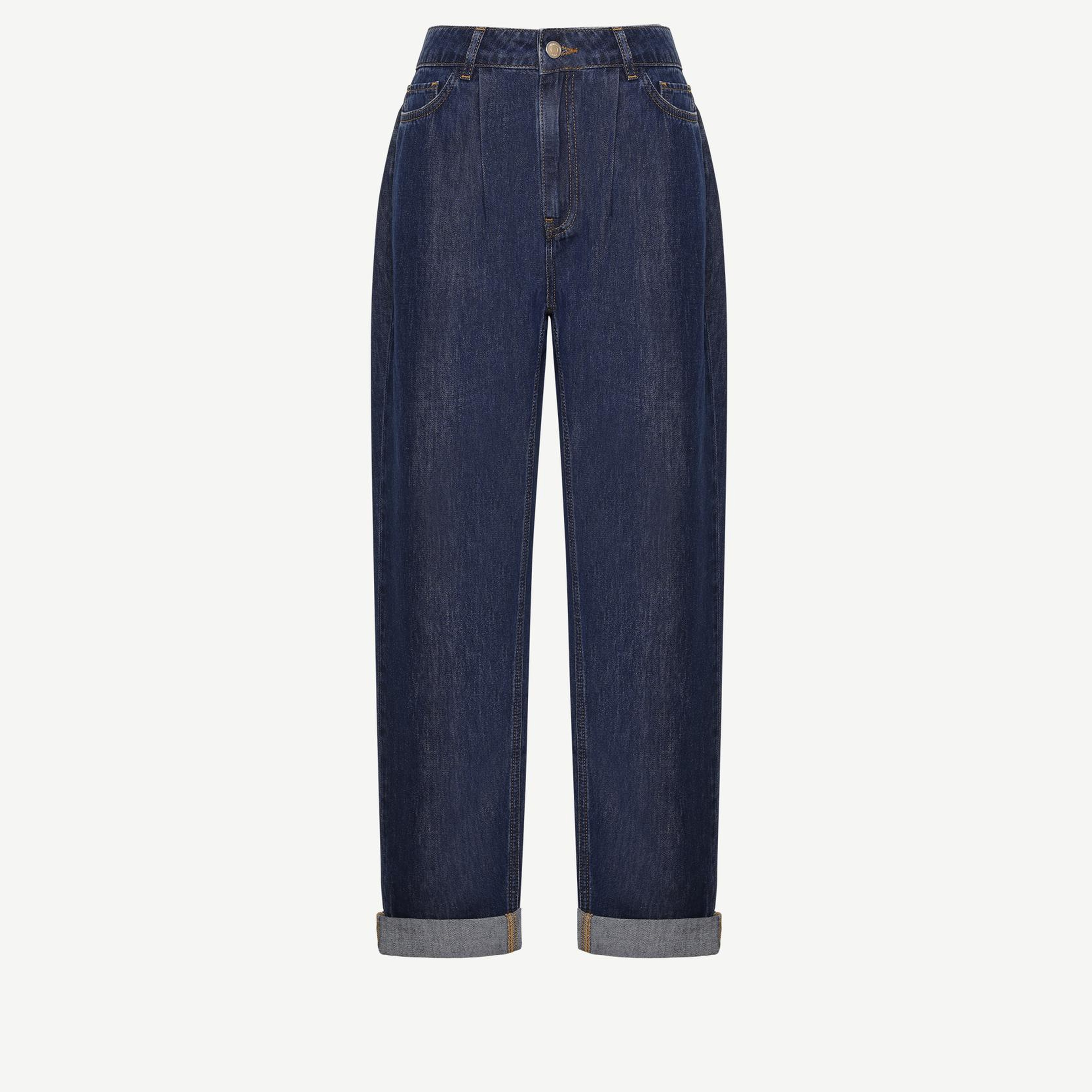 YARGICI Nakış Detaylı Yüksek Bel Rahat Fit Denim Pantolon
