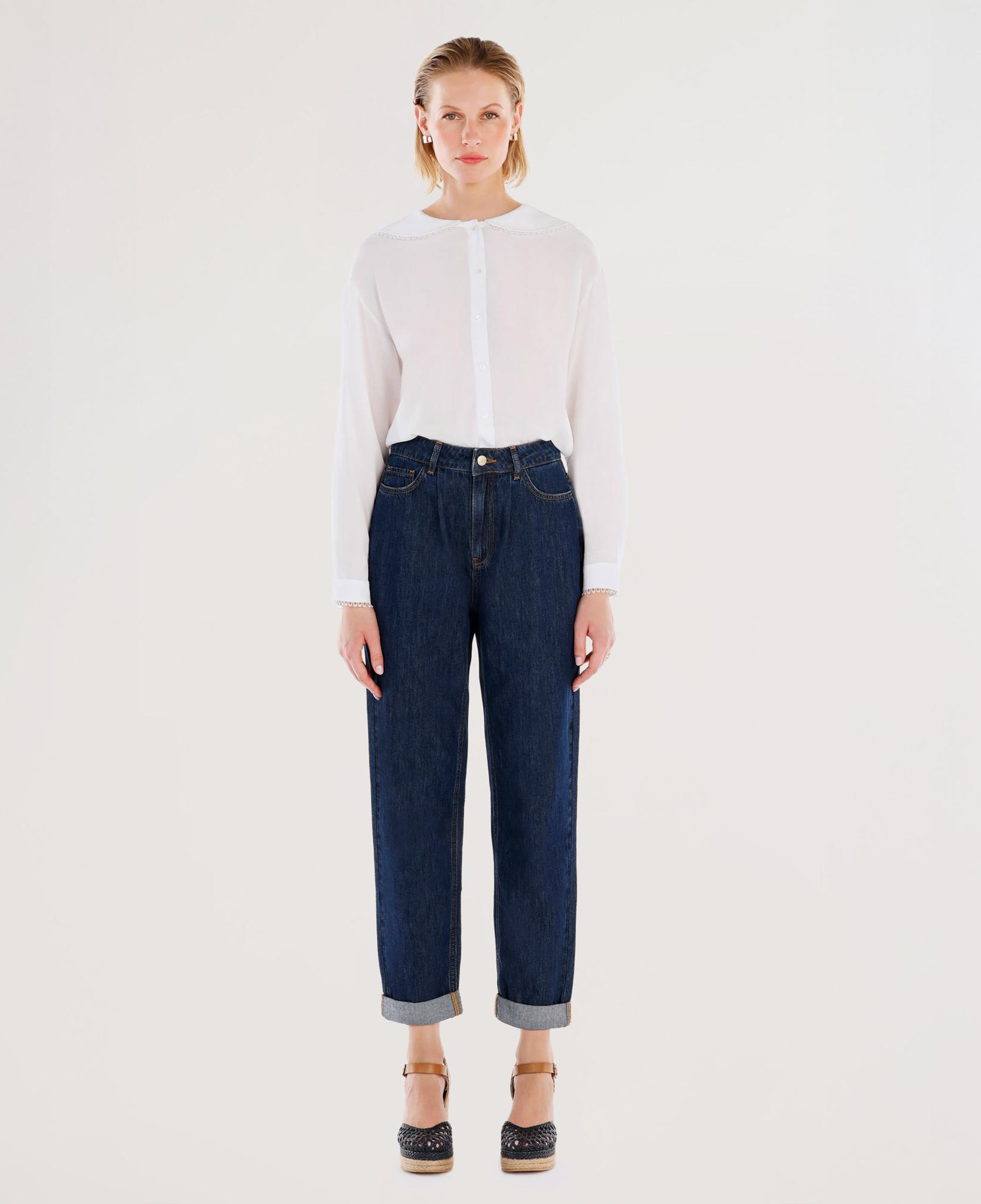 YARGICI Nakış Detaylı Yüksek Bel Rahat Fit Denim Pantolon