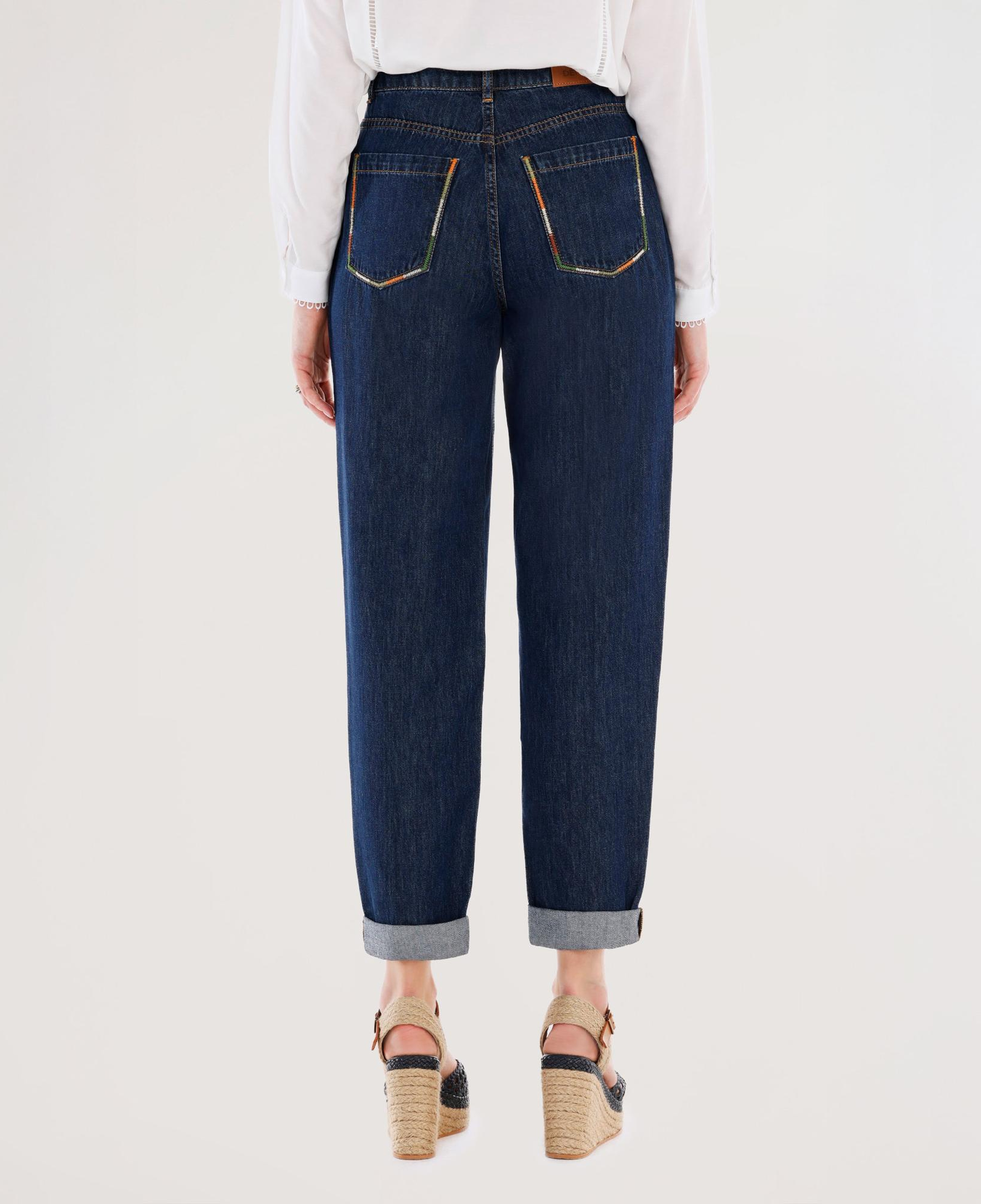 YARGICI Nakış Detaylı Yüksek Bel Rahat Fit Denim Pantolon