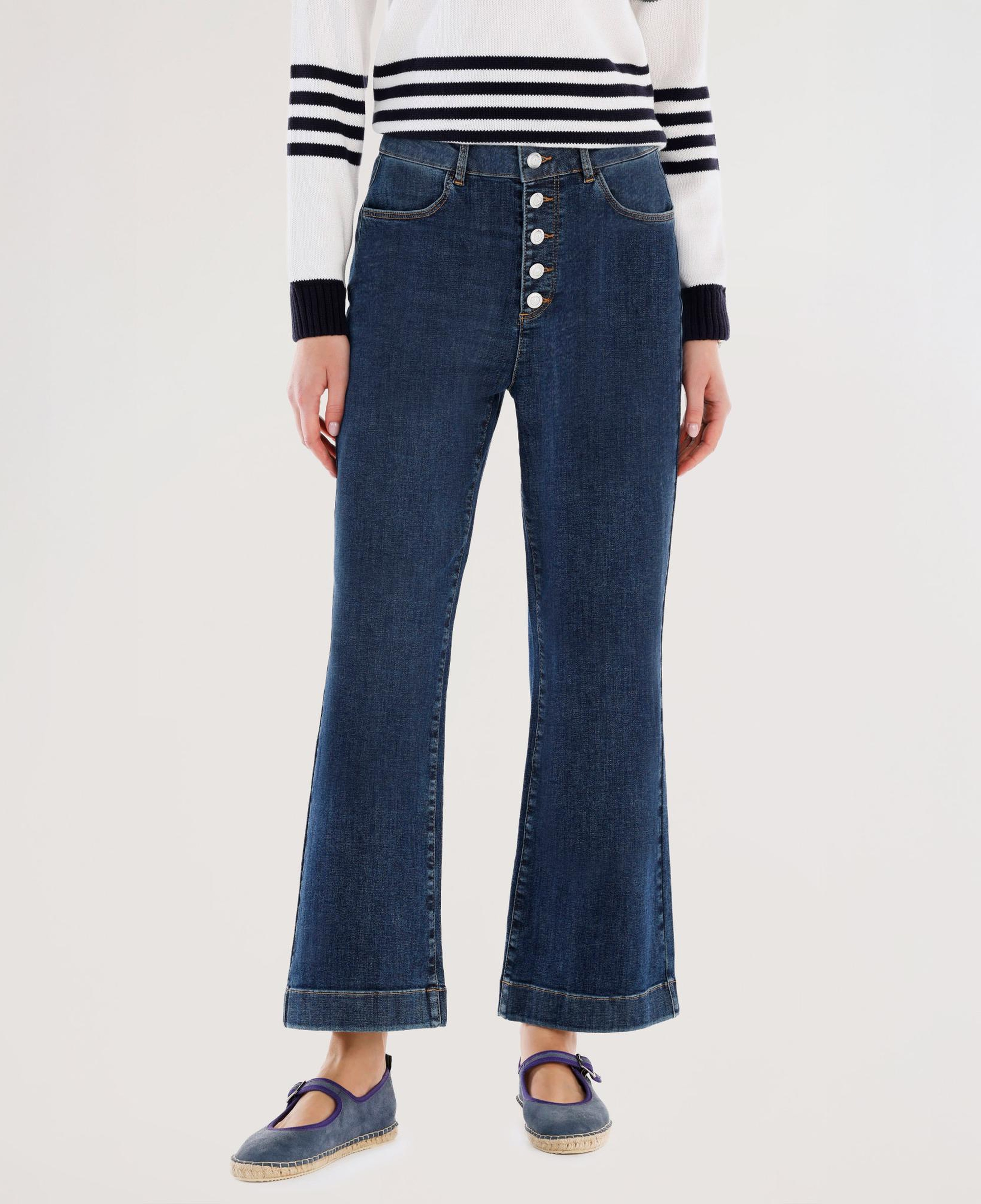 YARGICI Düğme Detaylı İspanyol Paça Normal Bel Denim Pantolon