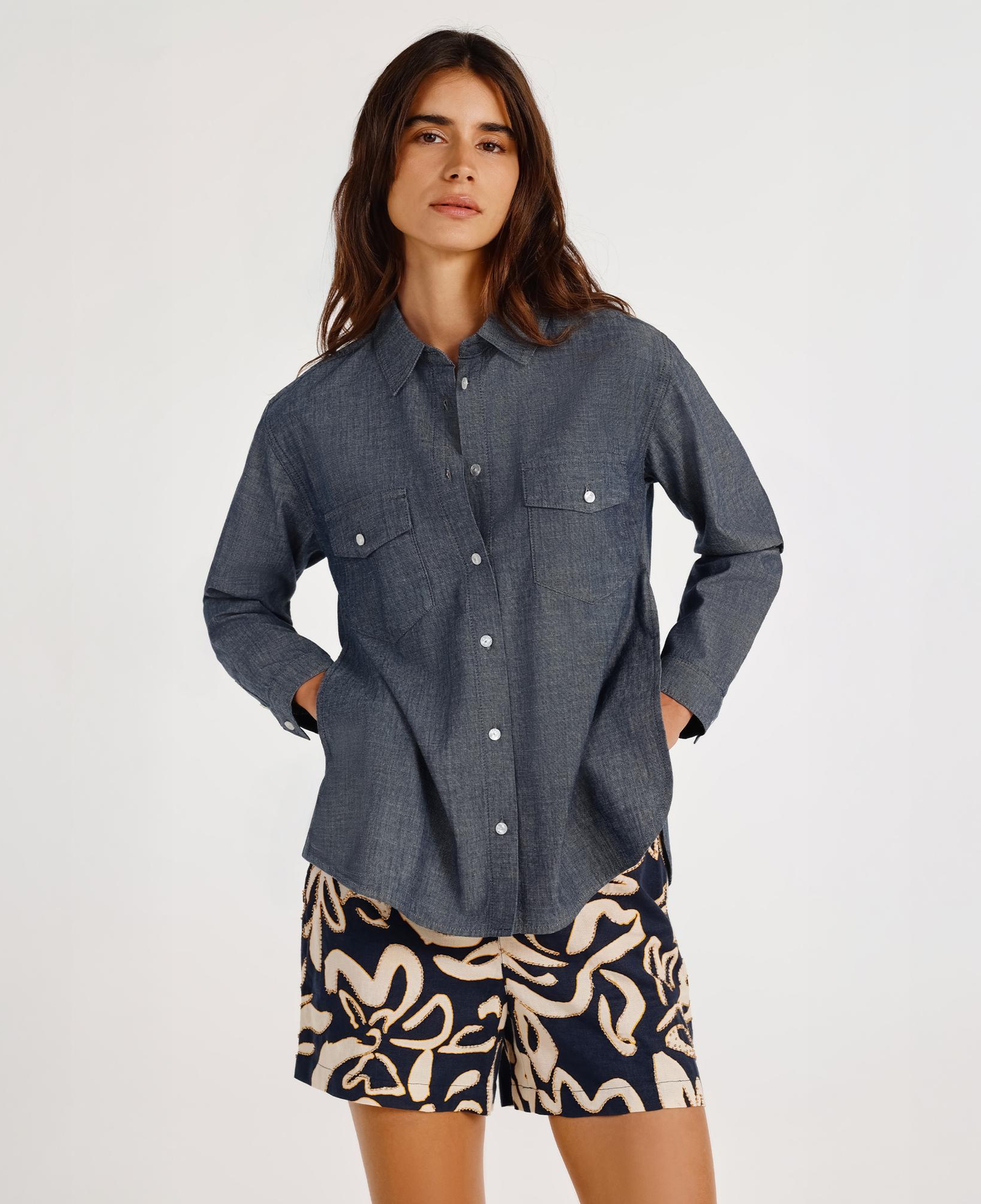 YARGICI Yırtmaç Detaylı Uzun Kollu Denim Gömlek