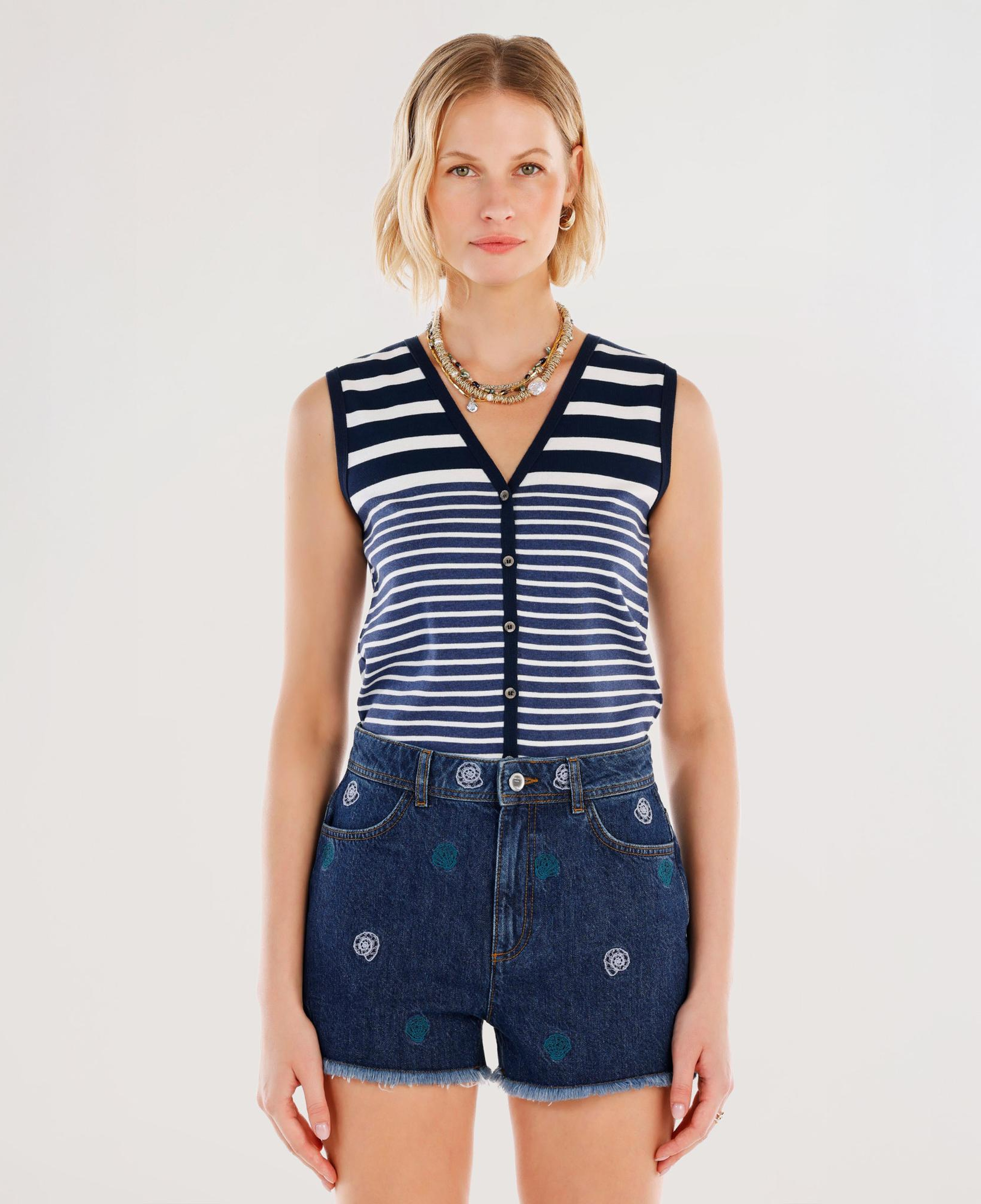 YARGICI Nakış Detaylı Denim Şort