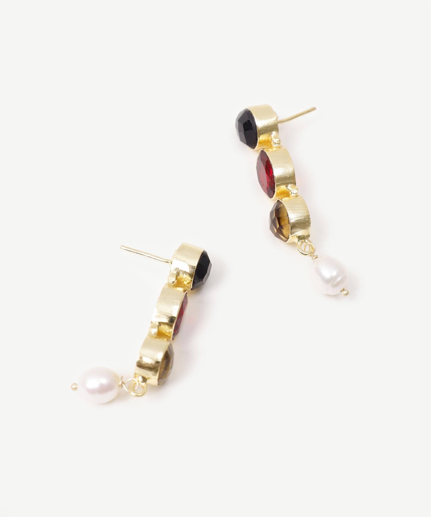 YARGICI Doğal Taş Ve Cam İçerikli Uzun Küpe