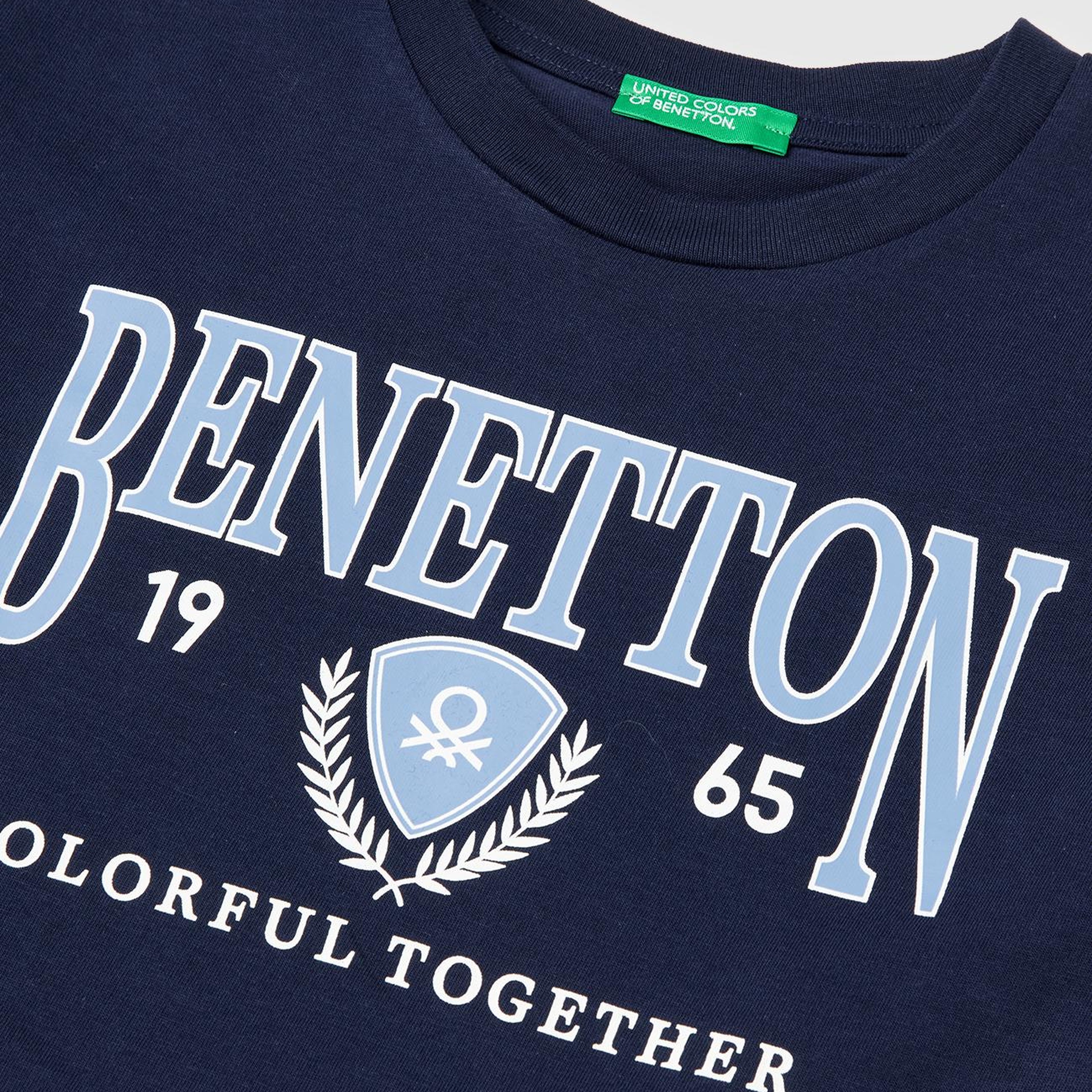 Erkek Çocuk Lacivert Önü Logo Baskılı Bisiklet Yaka Uzun Kollu T-Shirt