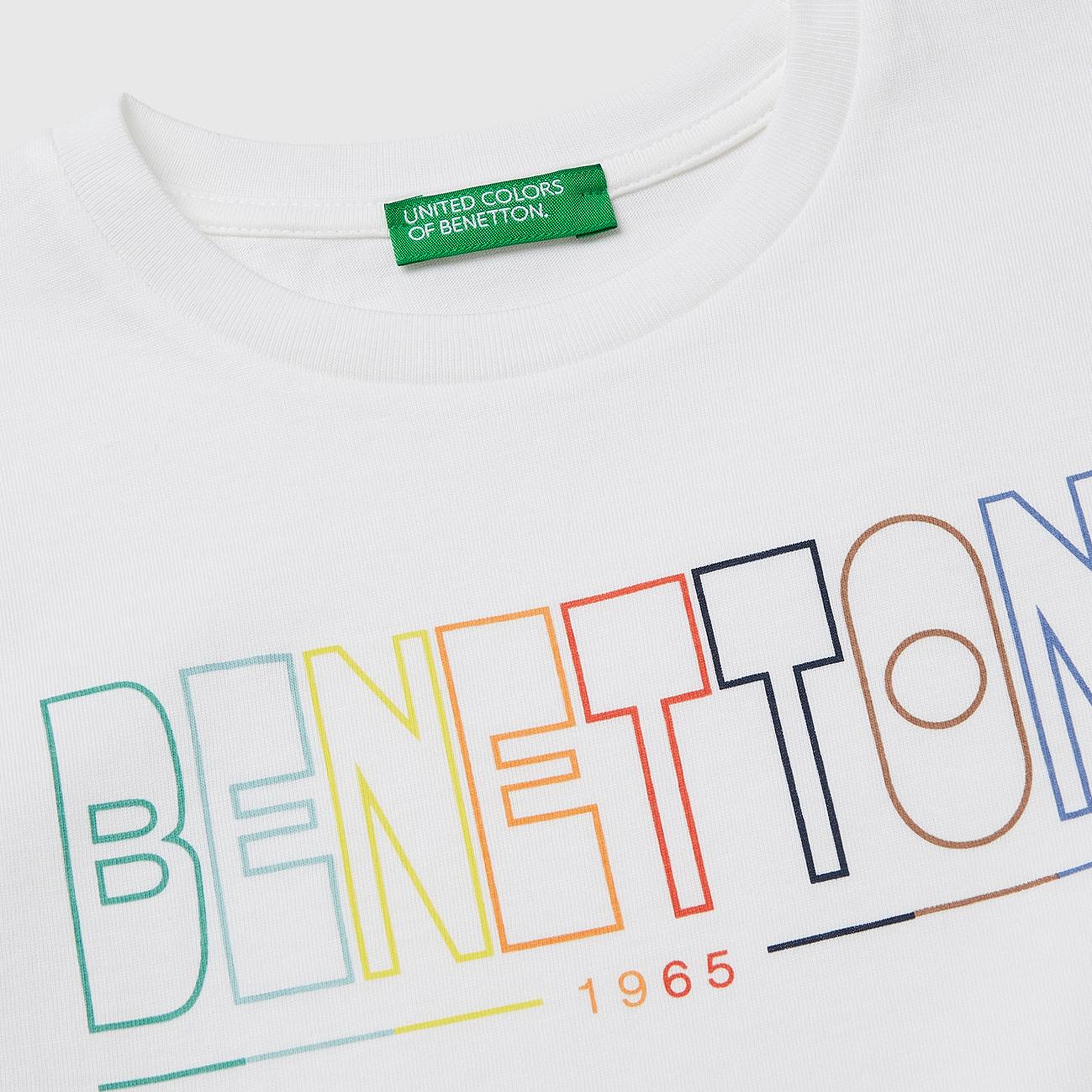Erkek Çocuk Beyaz Önü Logo Baskılı Yuvarlak Yaka Uzun Kollu T-Shirt