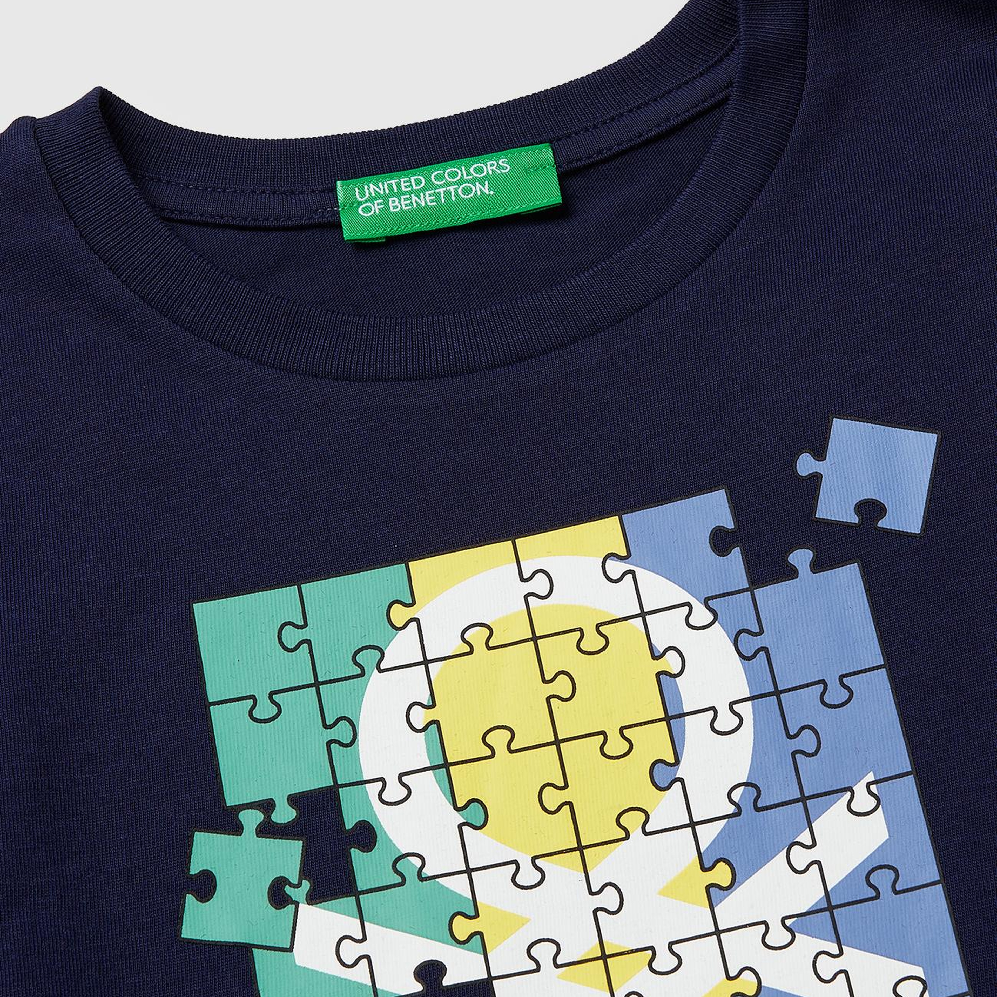 Erkek Çocuk Lacivert Önü Logo Baskılı Yuvarlak Yaka Uzun Kollu T-Shirt