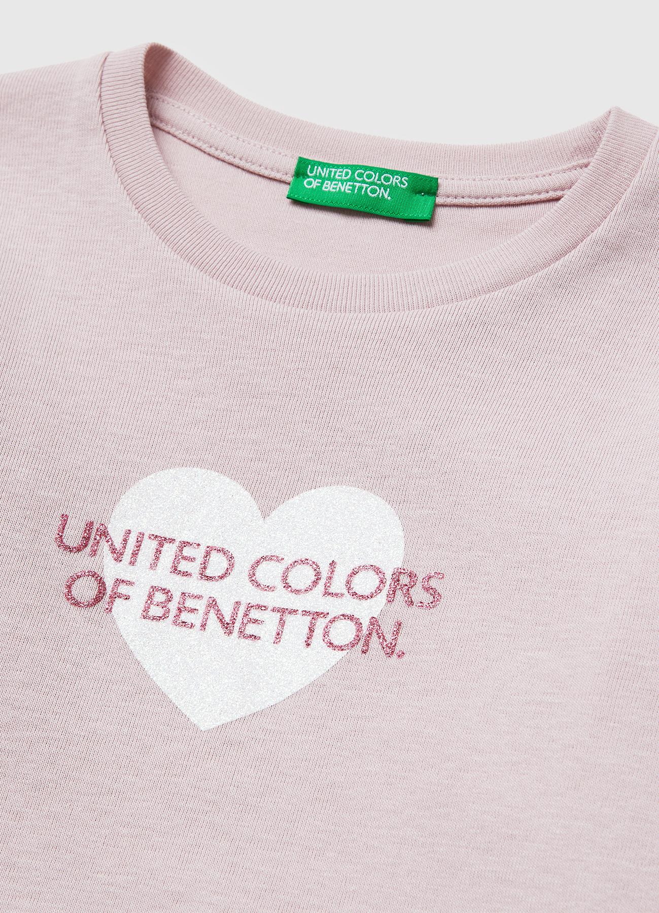 Kız Çocuk Gül Kurusu Simli Renkli Grafik Baskılı Yuvarlak Yaka Uzun Kollu T-Shirt