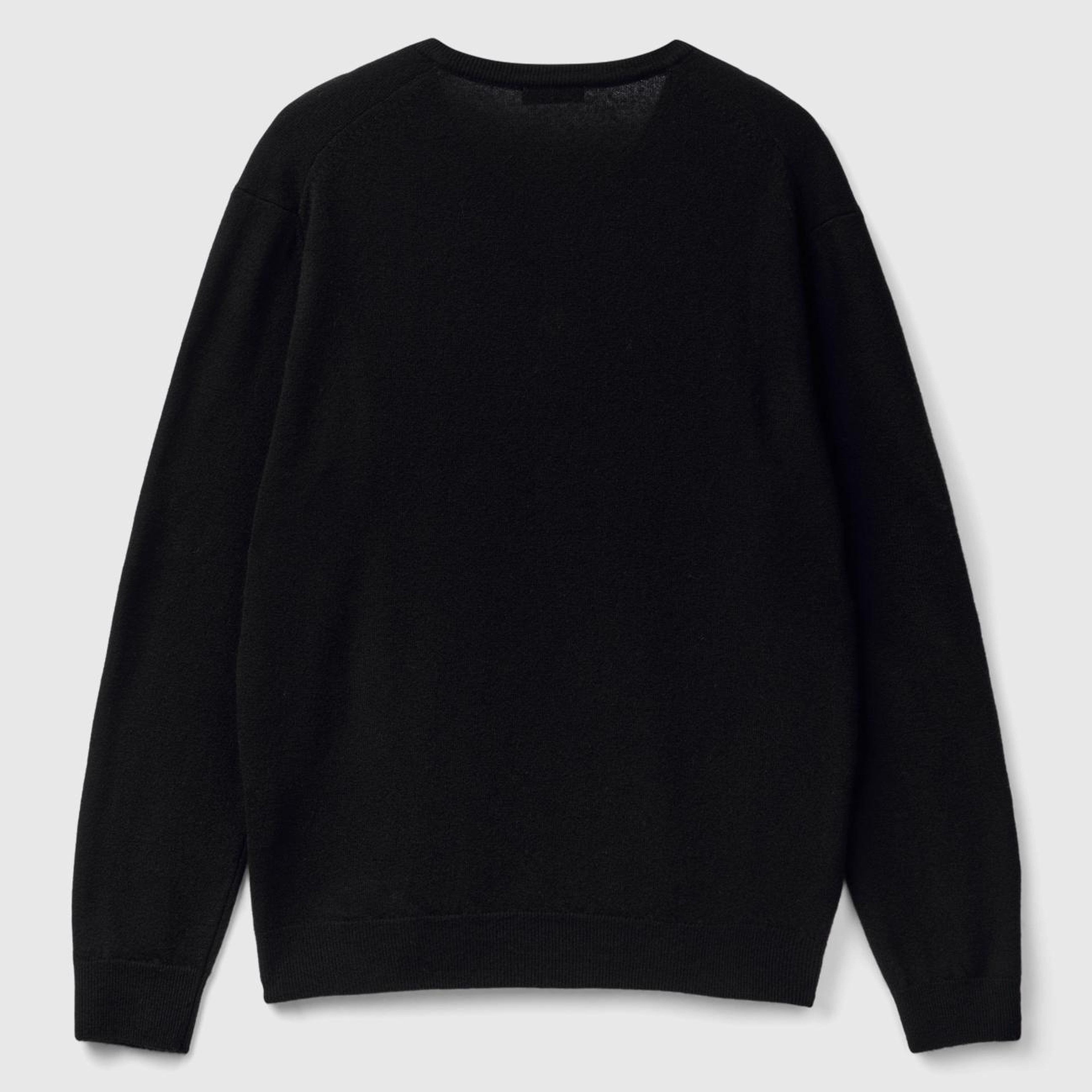 Erkek Siyah V Yaka %100 Merino Kazak